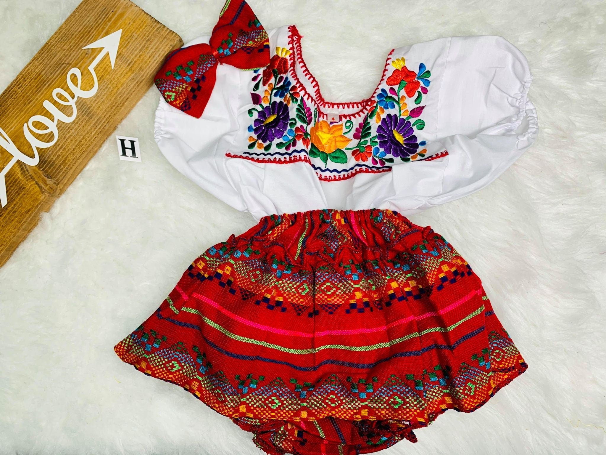 Image of 4T - Baby Sarape Bloomers, 3 piece Outfit w/Hairbow, blouse is included