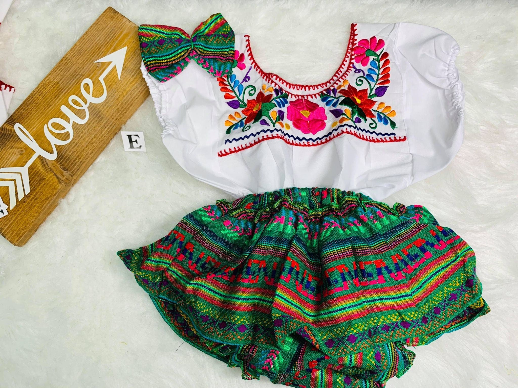 Image of 4T - Baby Sarape Bloomers, 3 piece Outfit w/Hairbow, blouse is included