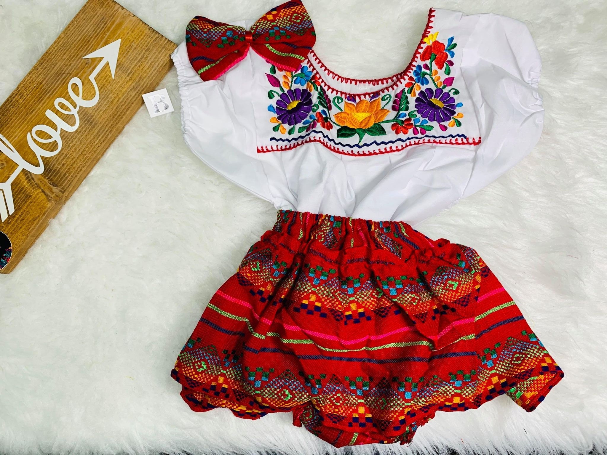 Image of 4T - Baby Sarape Bloomers, 3 piece Outfit w/Hairbow, blouse is included