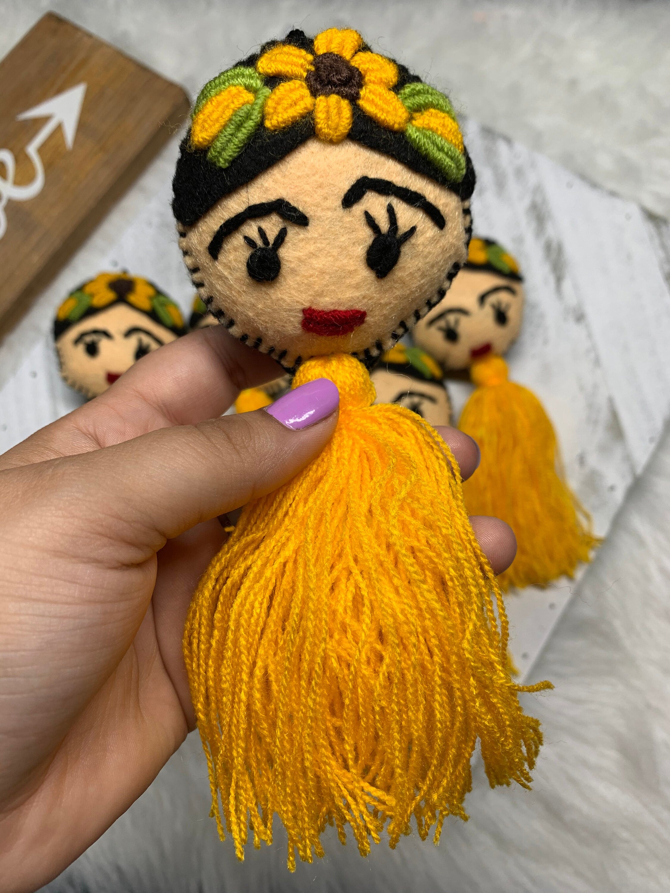 Image of Artisanal Frida Tassel Charm - Handmade Tassel Charm - Car Charm