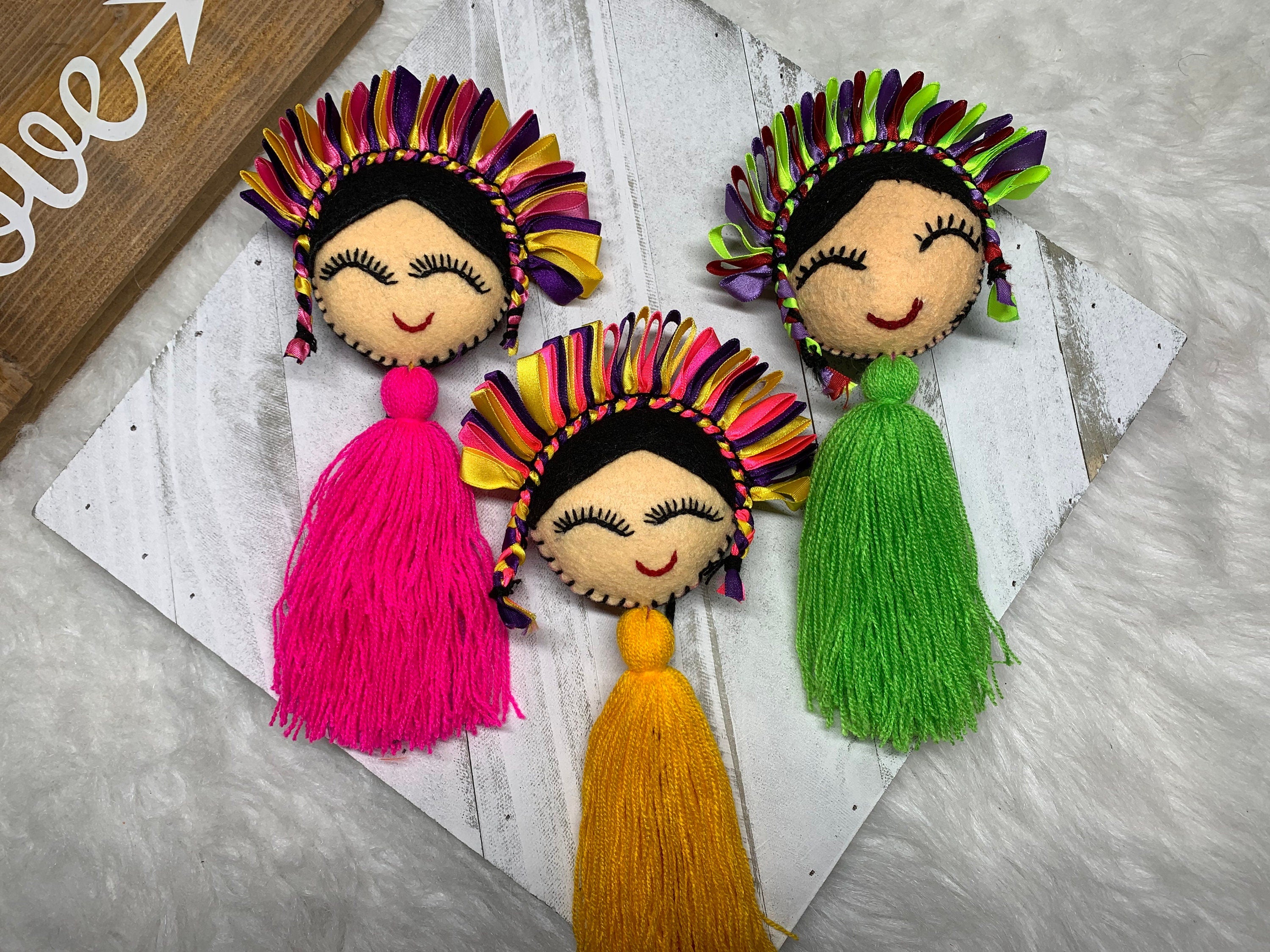 Image of Artisanal Lele Doll Tassel Charm - Handmade Tassel Charm - Car Decor