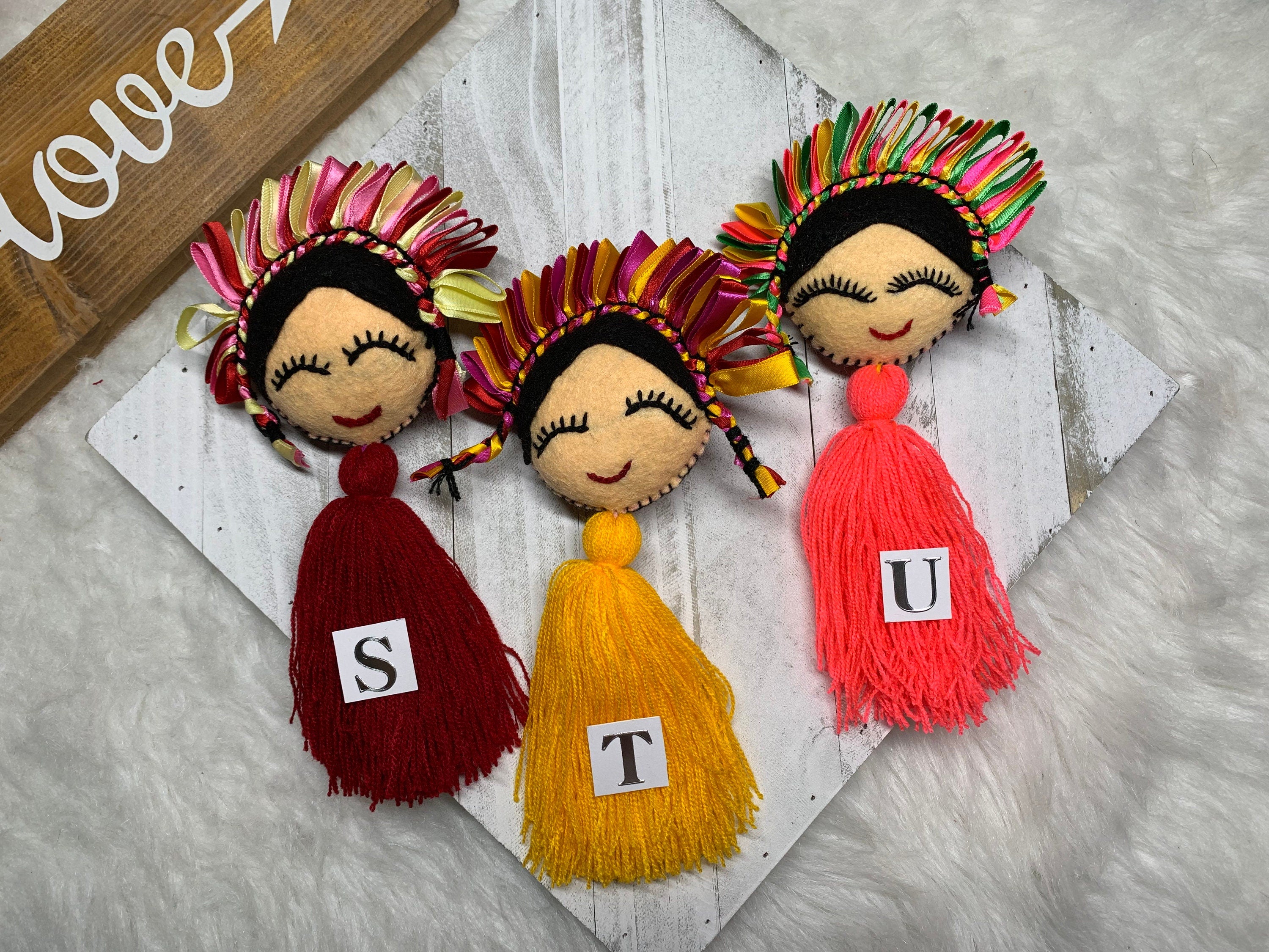 Image of Artisanal Lele Doll Tassel Charm - Handmade Tassel Charm - Car Decor