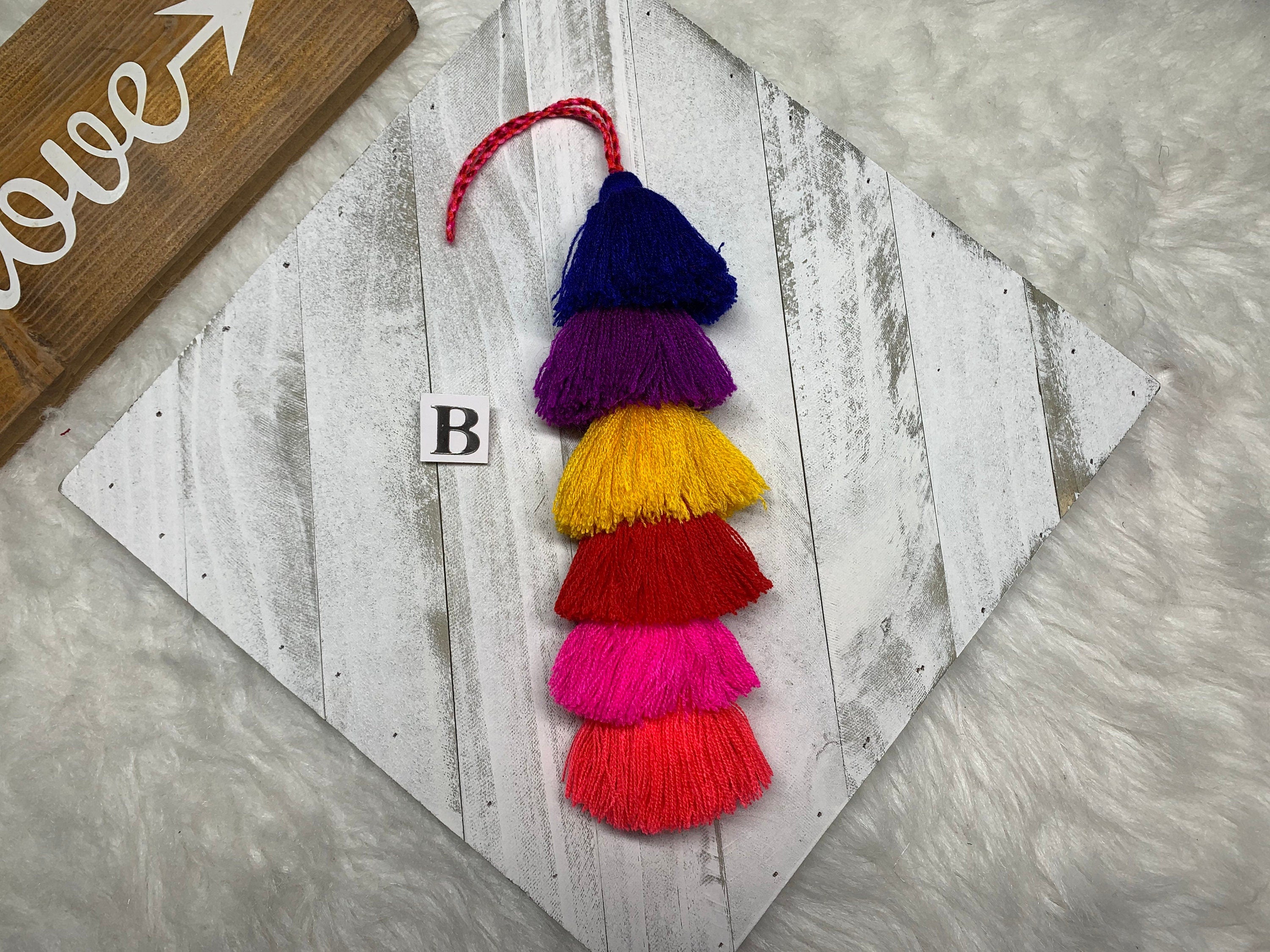 Image of Artisanal Rainbow Tassel Charm - Handmade Tassel Charm