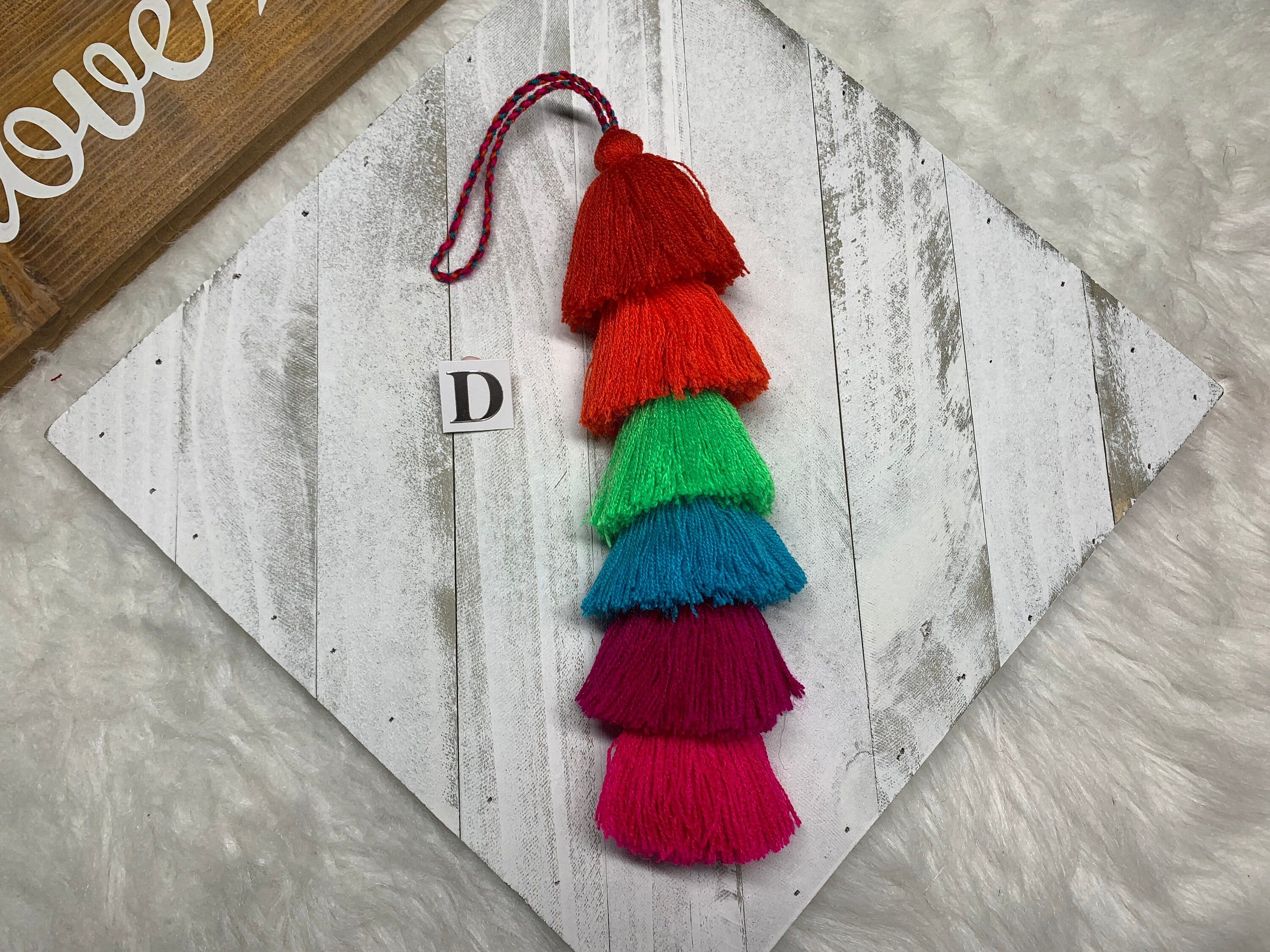 Image of Artisanal Rainbow Tassel Charm - Handmade Tassel Charm