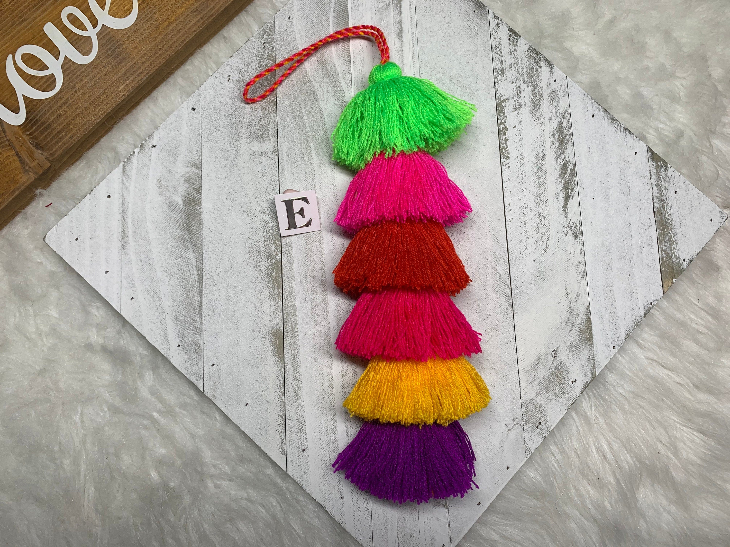 Image of Artisanal Rainbow Tassel Charm - Handmade Tassel Charm