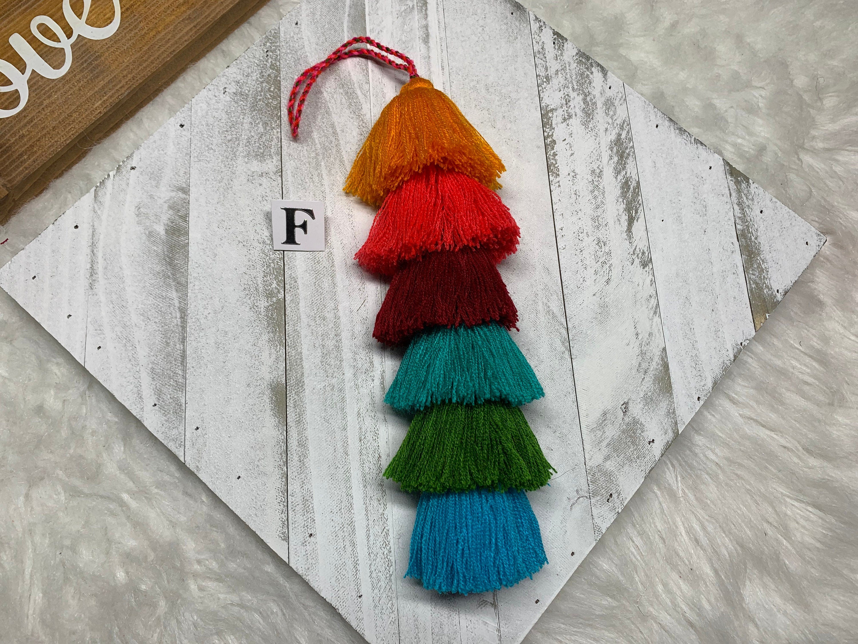 Image of Artisanal Rainbow Tassel Charm - Handmade Tassel Charm