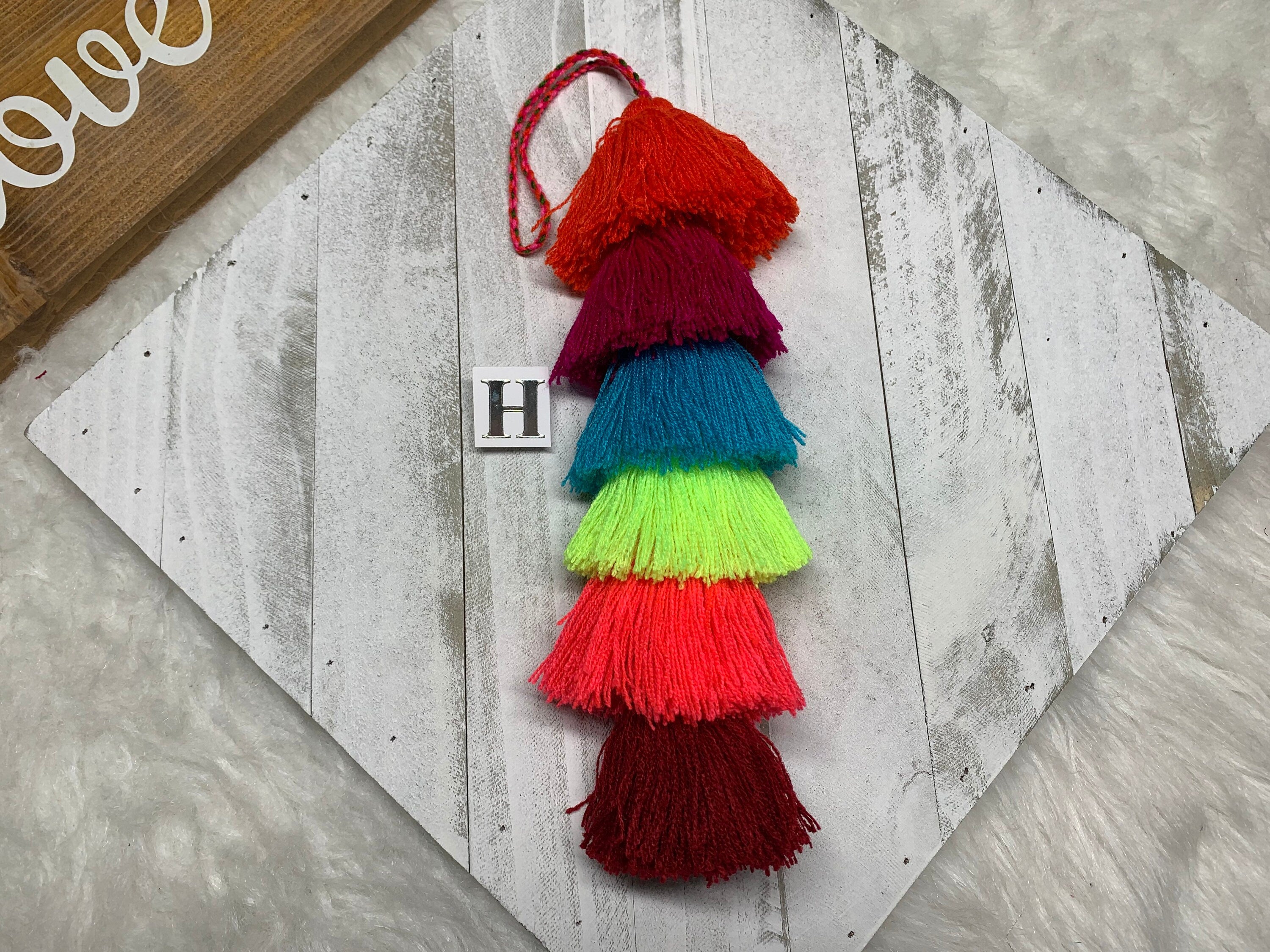 Image of Artisanal Rainbow Tassel Charm - Handmade Tassel Charm