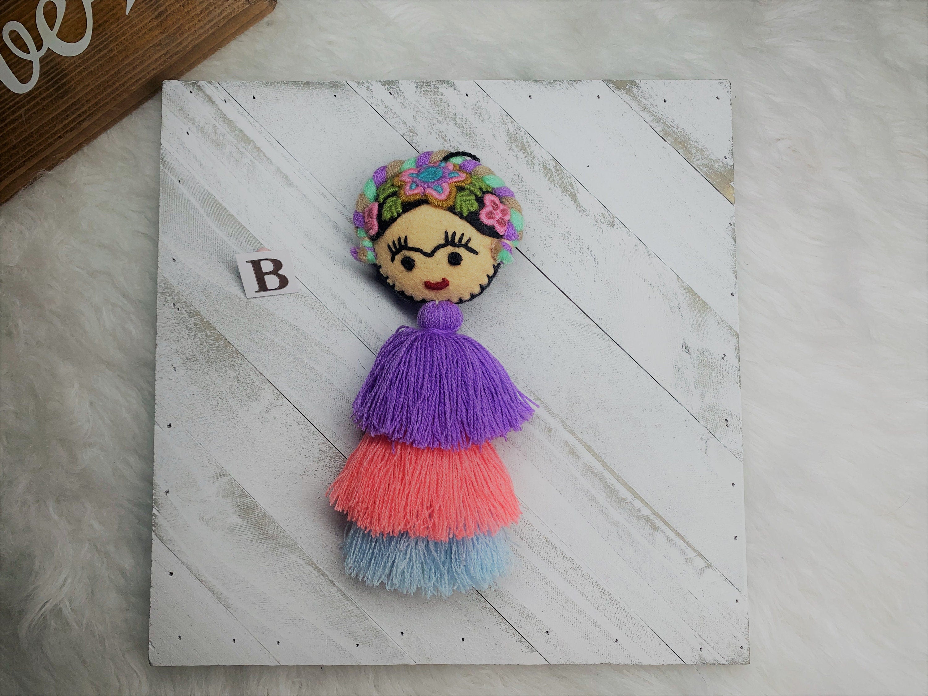 Image of Artisanal Frida Tassel Charm - Handmade Tassel Charm - Car Decor