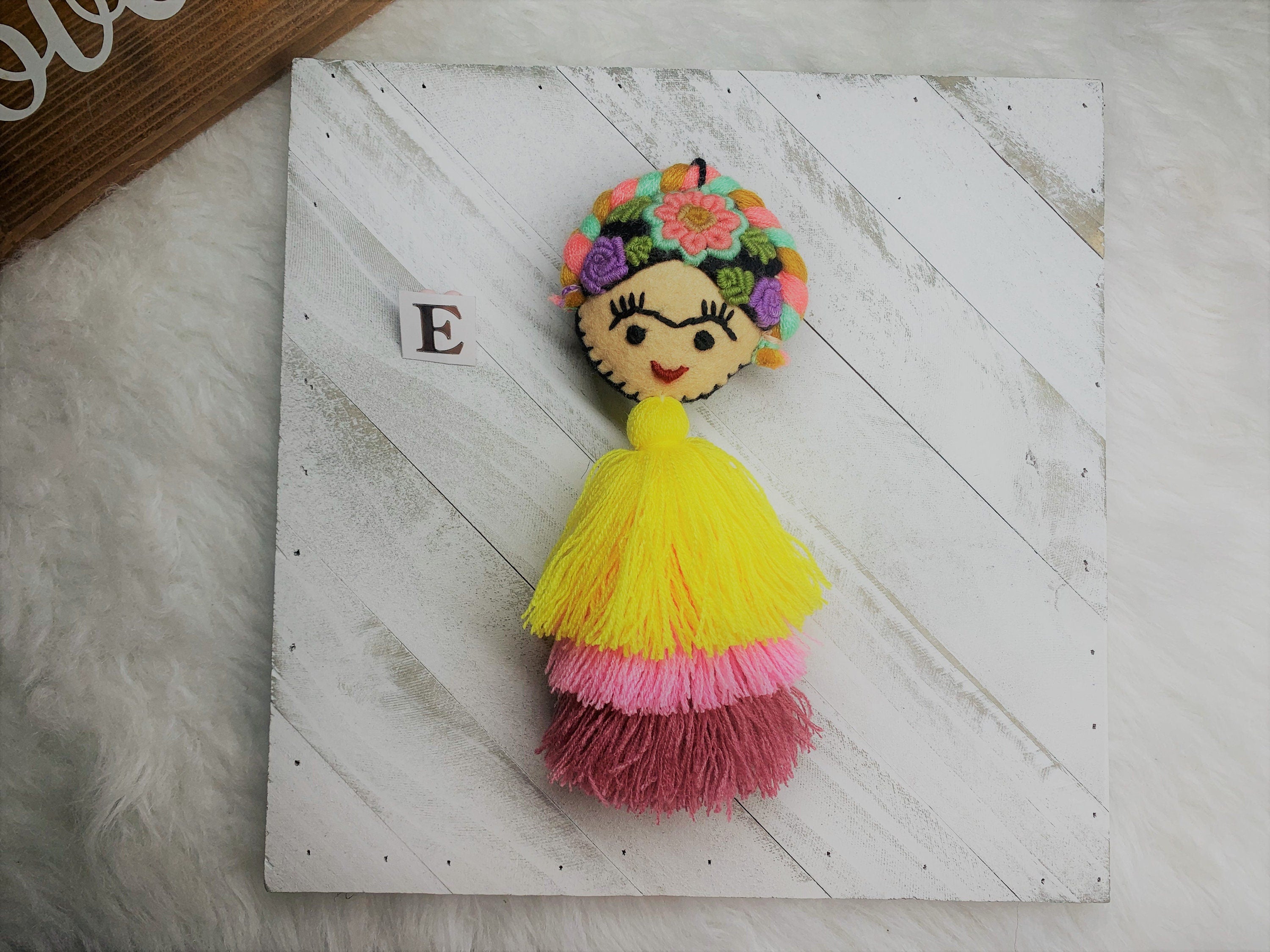 Image of Artisanal Frida Tassel Charm - Handmade Tassel Charm - Car Decor