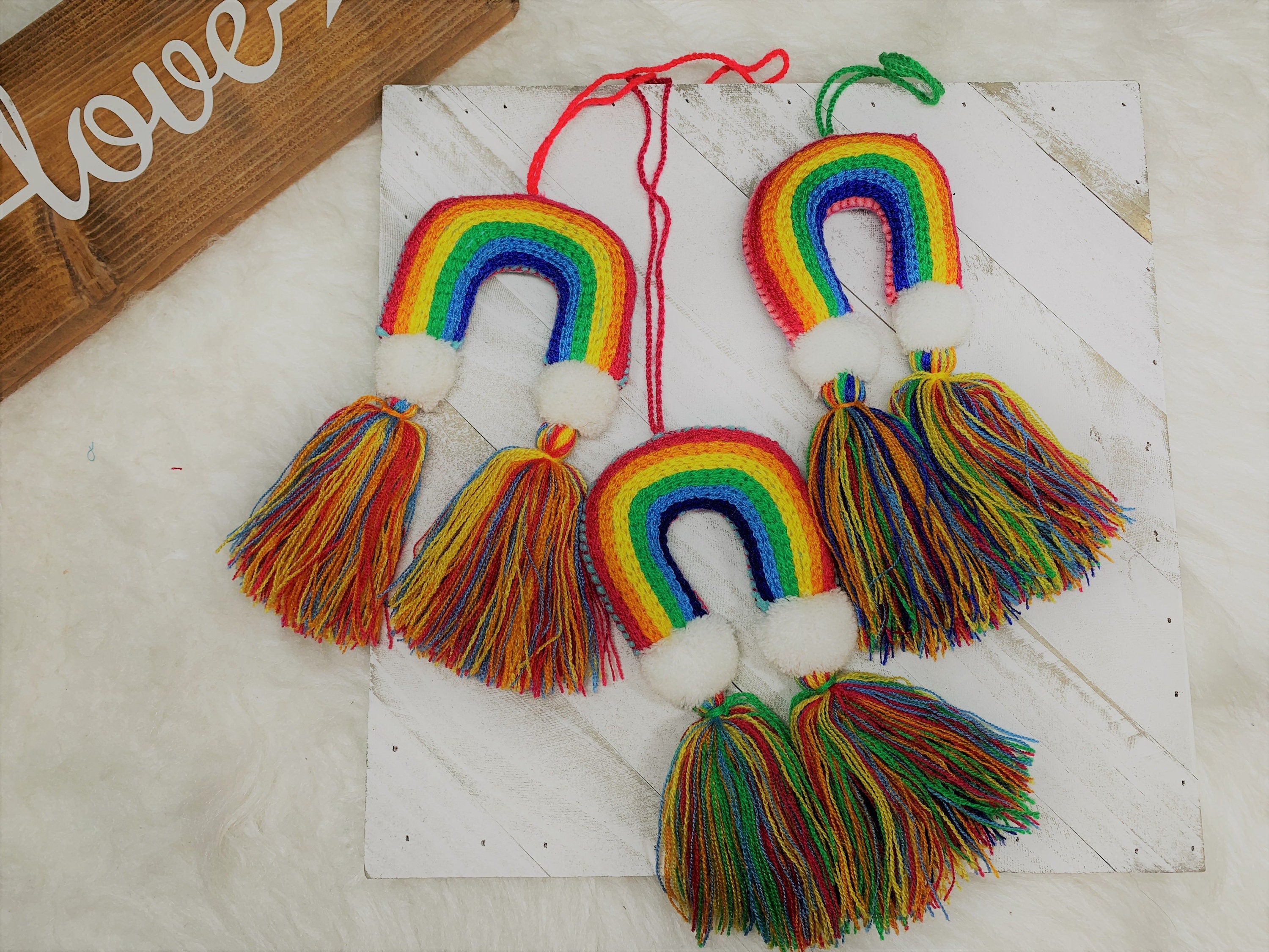 Artisanal Rainbow Tassel Charm - Handmade Tassel Charm - Car Decor