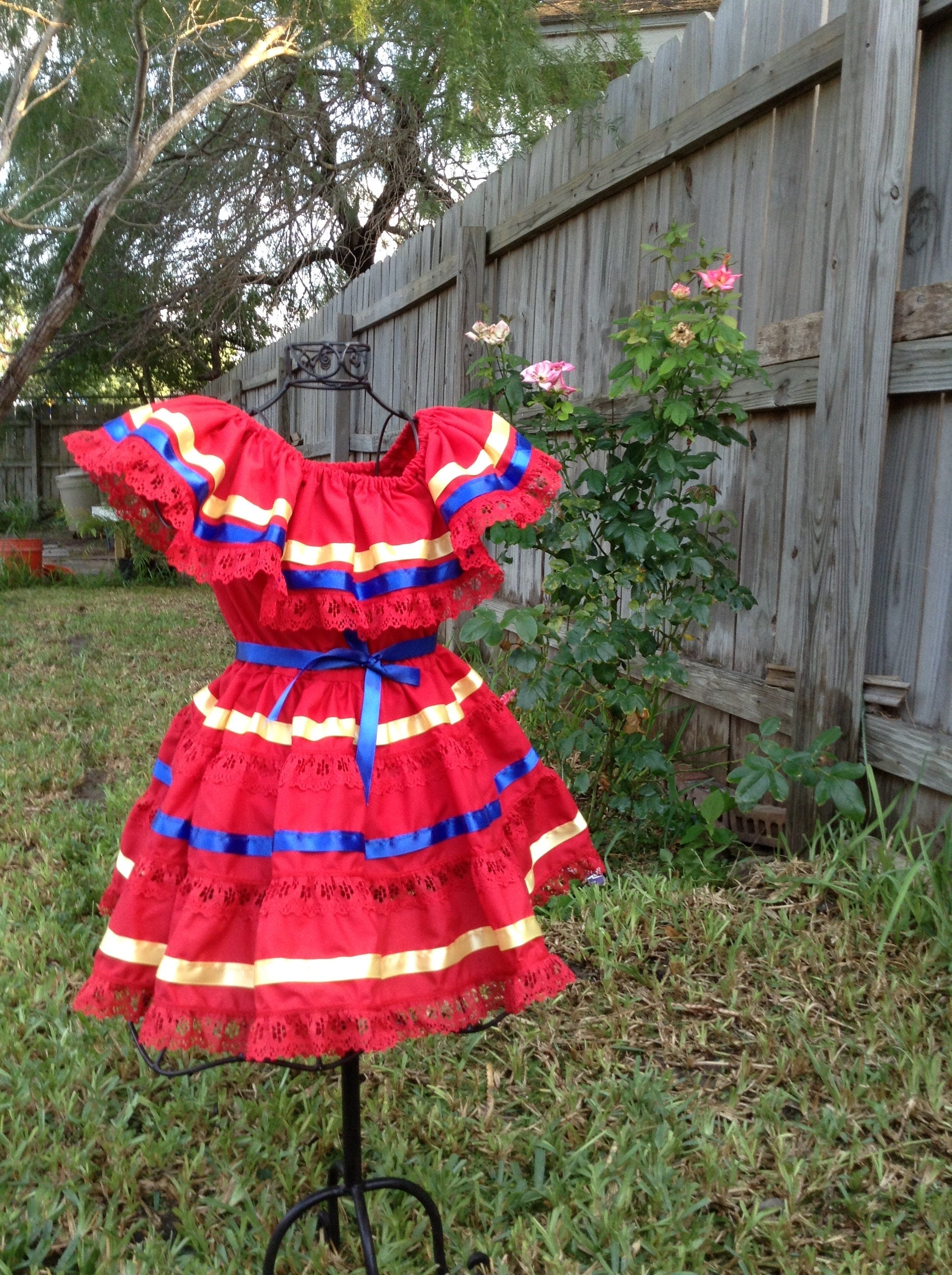 Fiesta Alegría Girl’s Dress – Vibrant Handmade Ribbons Dress for Fiestas, Pageants and Birthdays