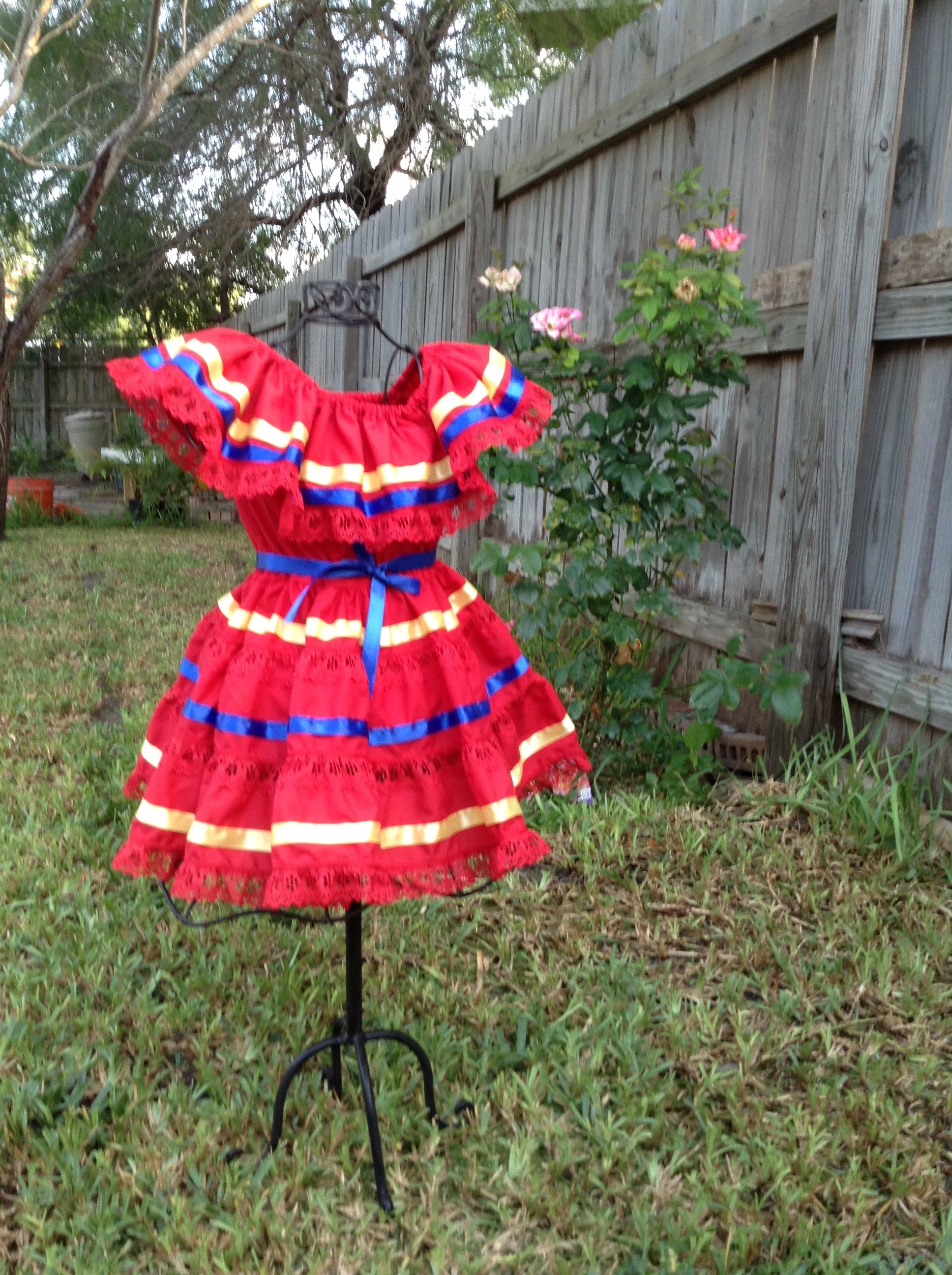 Fiesta Alegría Girl’s Dress – Vibrant Handmade Ribbons Dress for Fiestas, Pageants and Birthdays