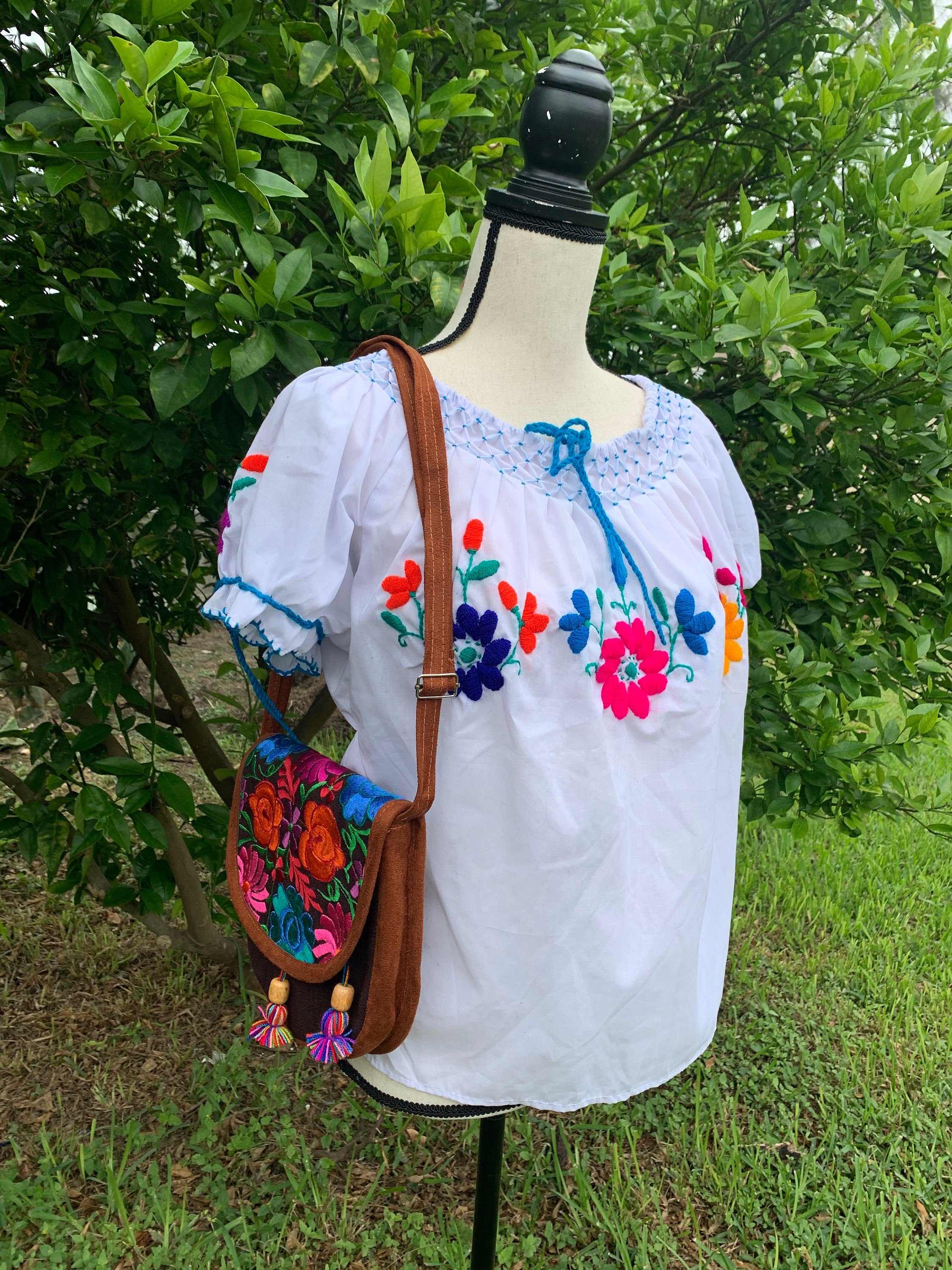 Image of Hand Embroidered Artisanal Blouse - Mexican Blouse - Fiesta Blouse - S/M