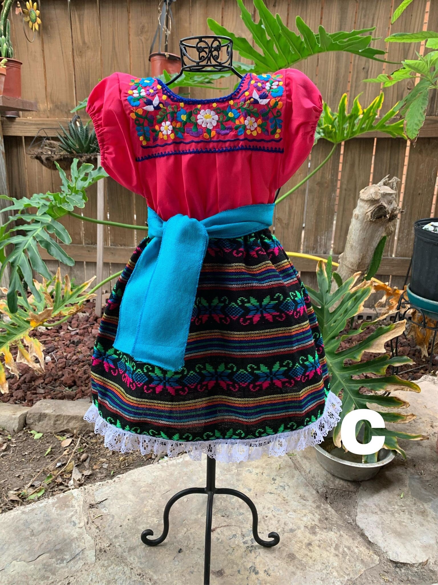 24 M Zarape Girls Artisanal Outfit - 3 piece Outfit Skirt, blouse and belt