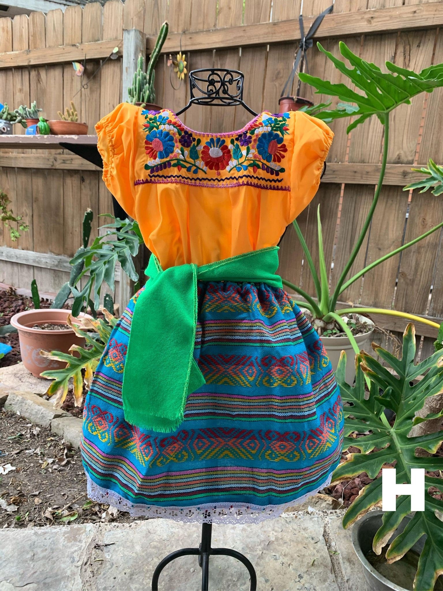 Image of 24 M Zarape Girls Artisanal Outfit - 3 piece Outfit Skirt, blouse and belt