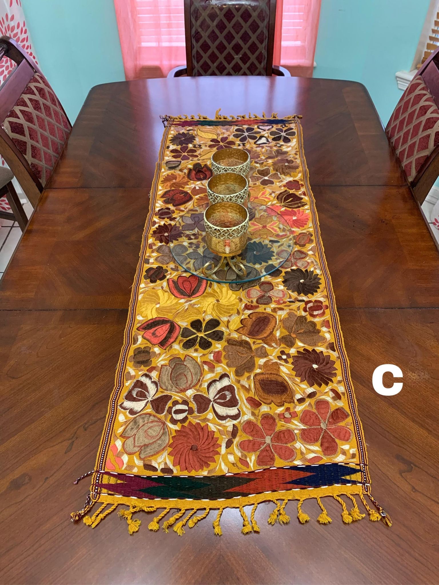 Image of Artisanal Embroidered SMALL Table Runner - Mexican Table Runner