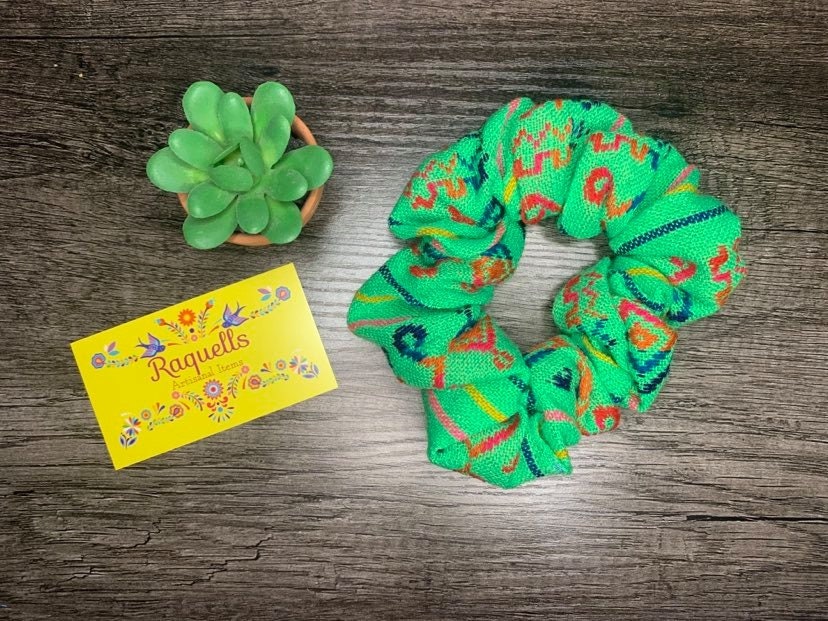 Image of Zarape Handmade Scrunchies - Artisanal Hair Ties - Mexican Scrunchies