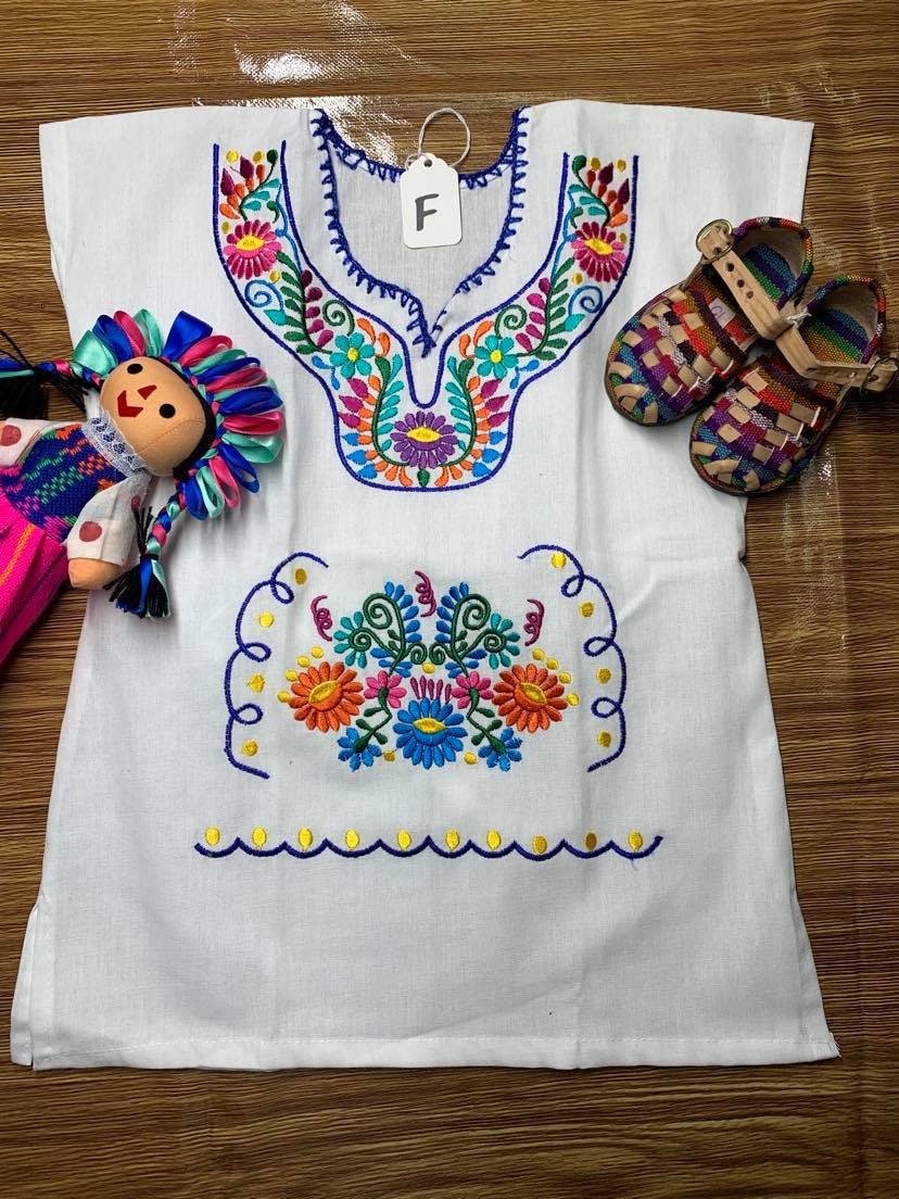 Image of Mexican Floral Embroidered Girls Dress - Handcrafted Floral Dress