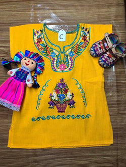 Image of Mexican Floral Embroidered Girls Dress - Handcrafted Floral Dress