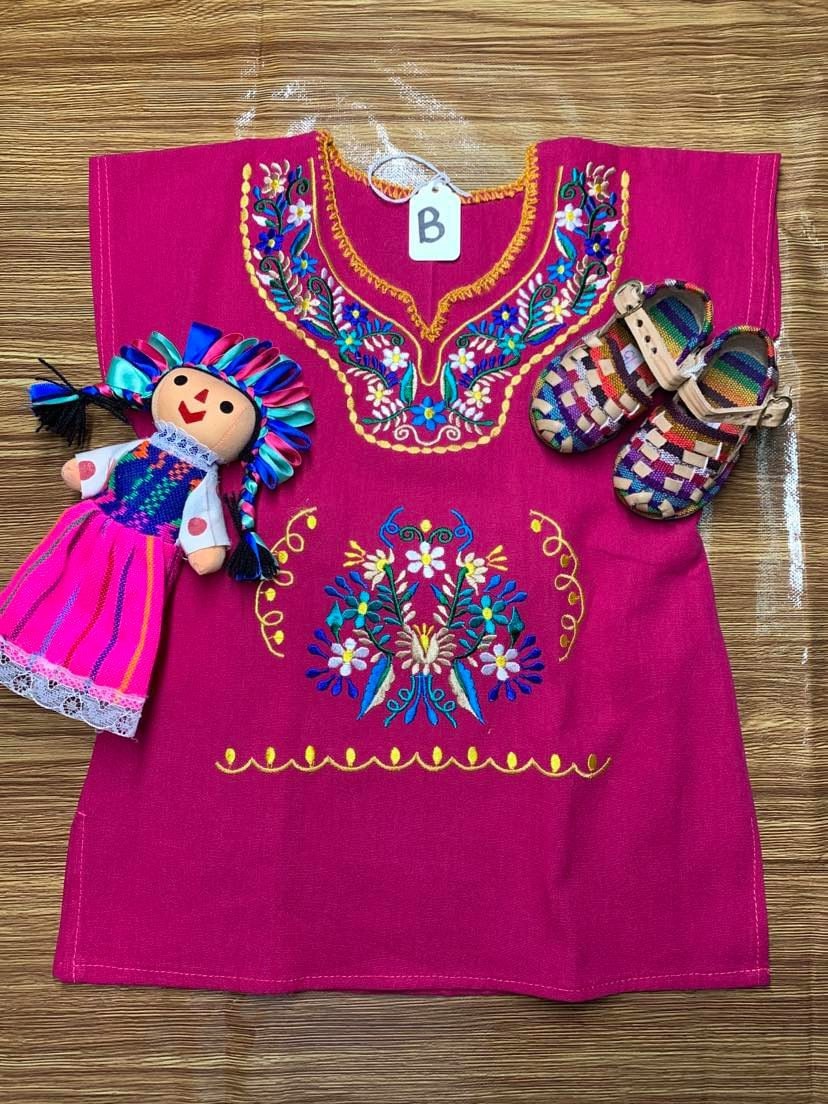 Image of Mexican Floral Embroidered Girls Dress - Handcrafted Floral Dress