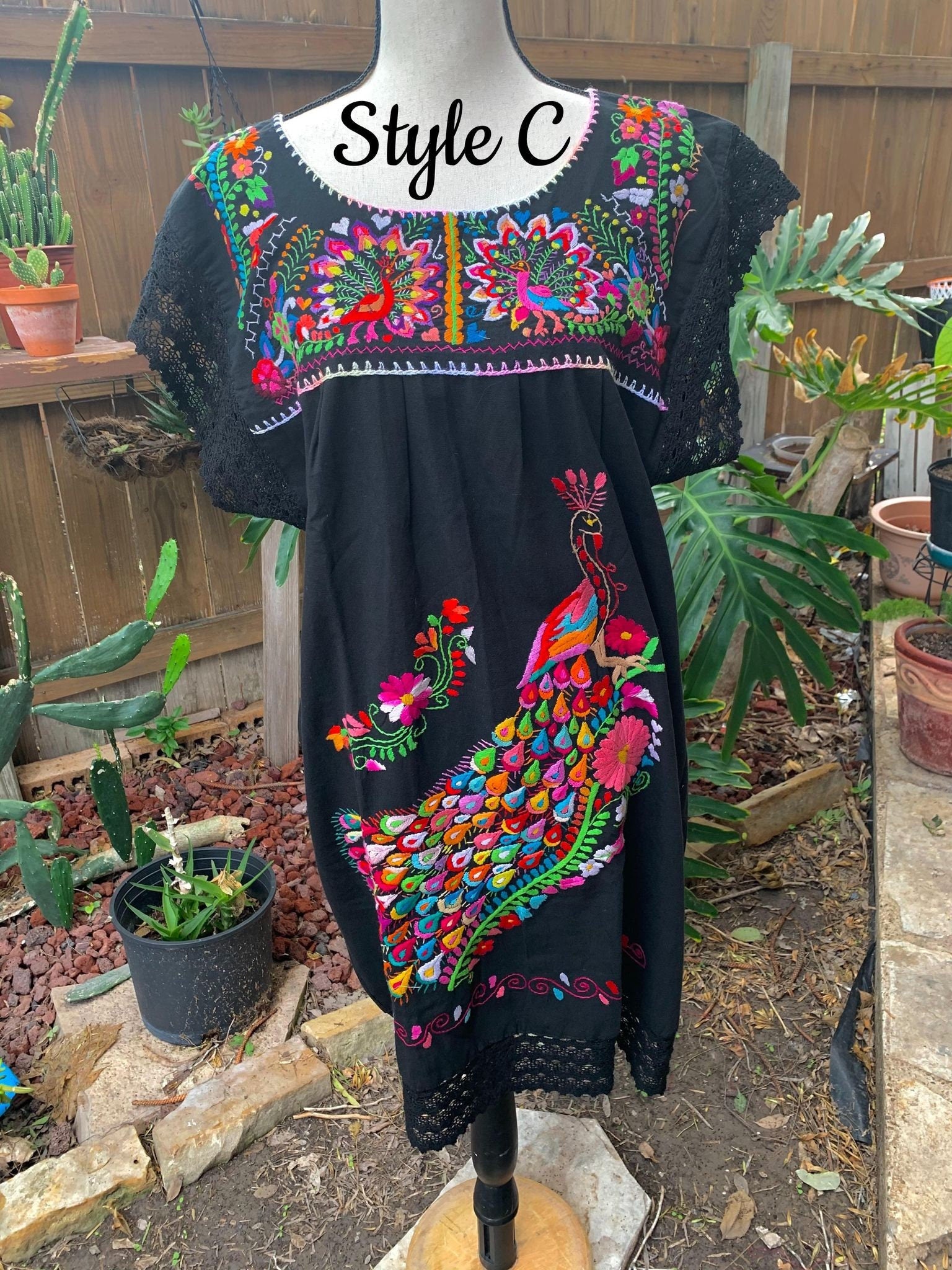 Image of Puebla, Mexican Hand Embroidered Dress - Traditional Dress in MEDIUM size