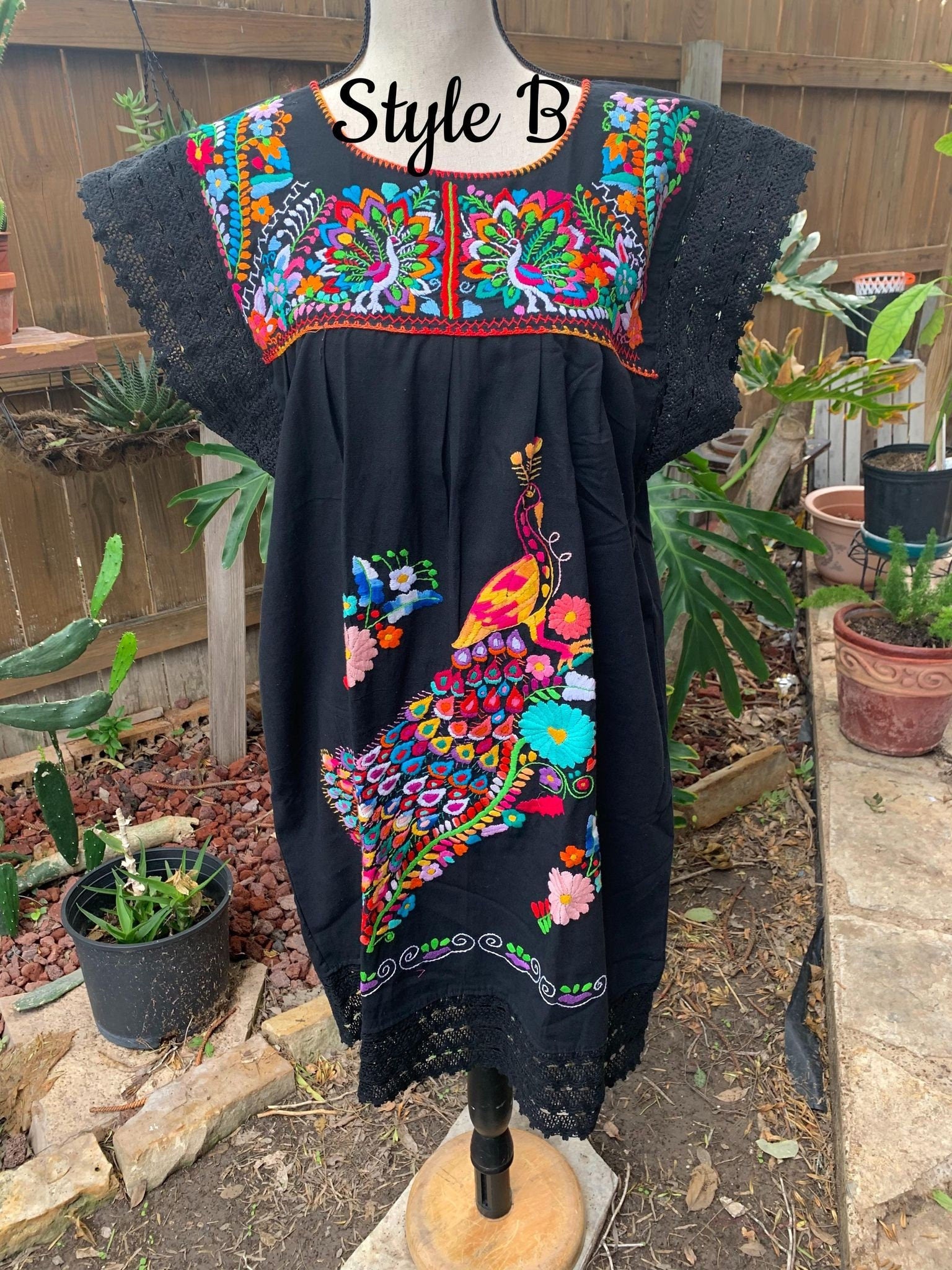 Image of Puebla, Mexican Hand Embroidered Dress - Traditional Dress in MEDIUM size