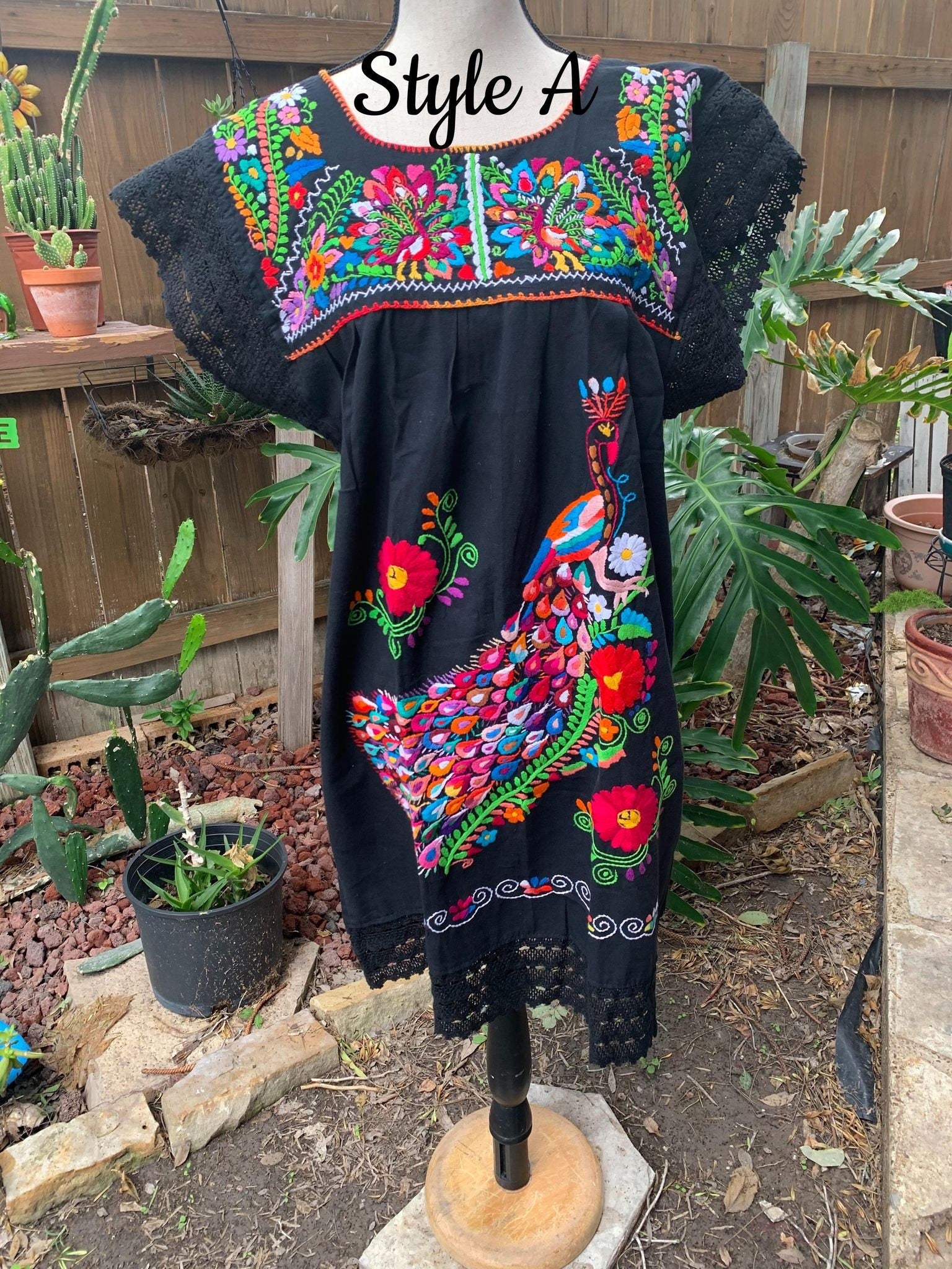 Puebla, Mexican Hand Embroidered Dress - Traditional Dress in MEDIUM size