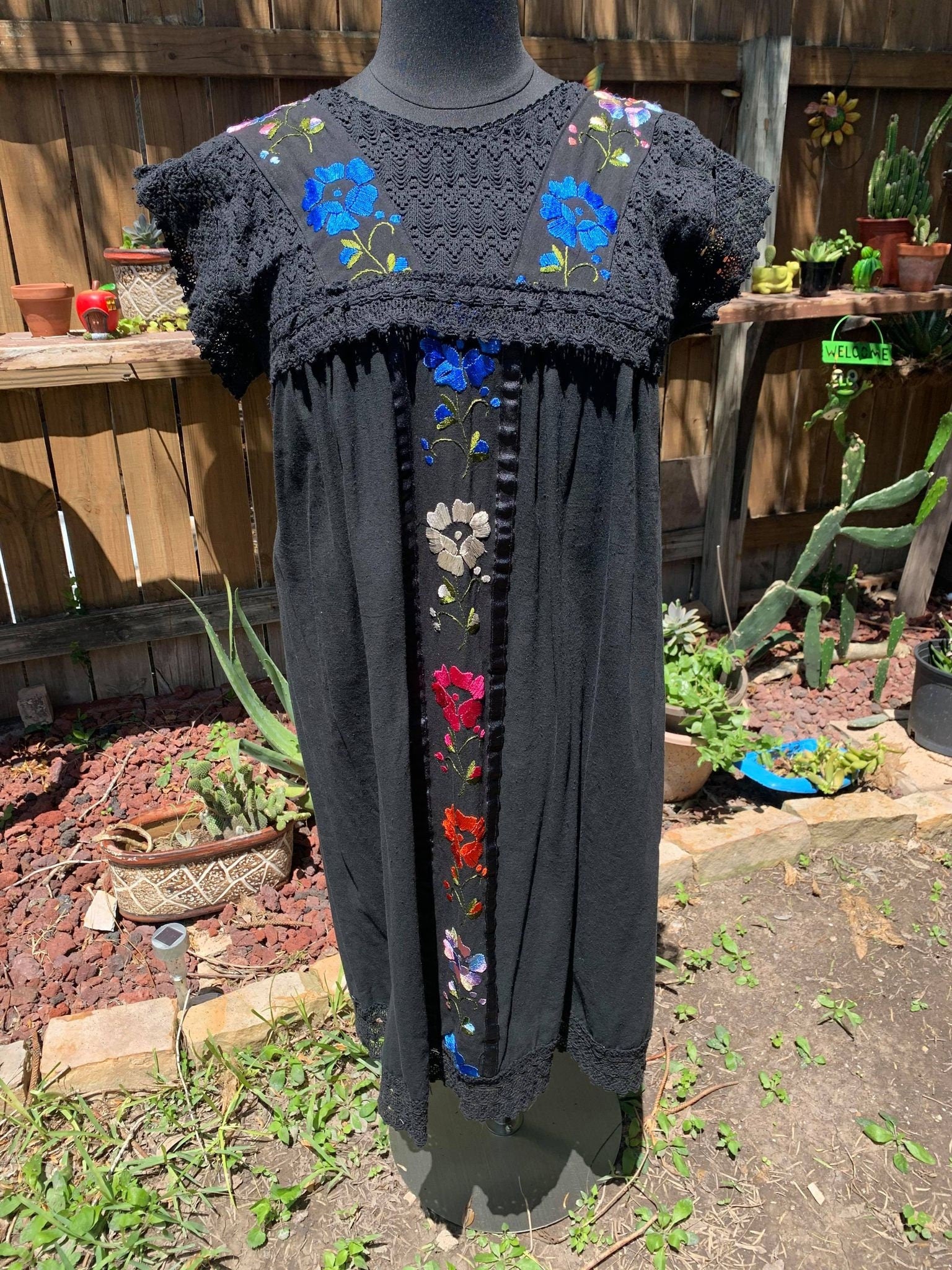 Puebla, Mexican Embroidered Dress - Traditional Artisanal Dress