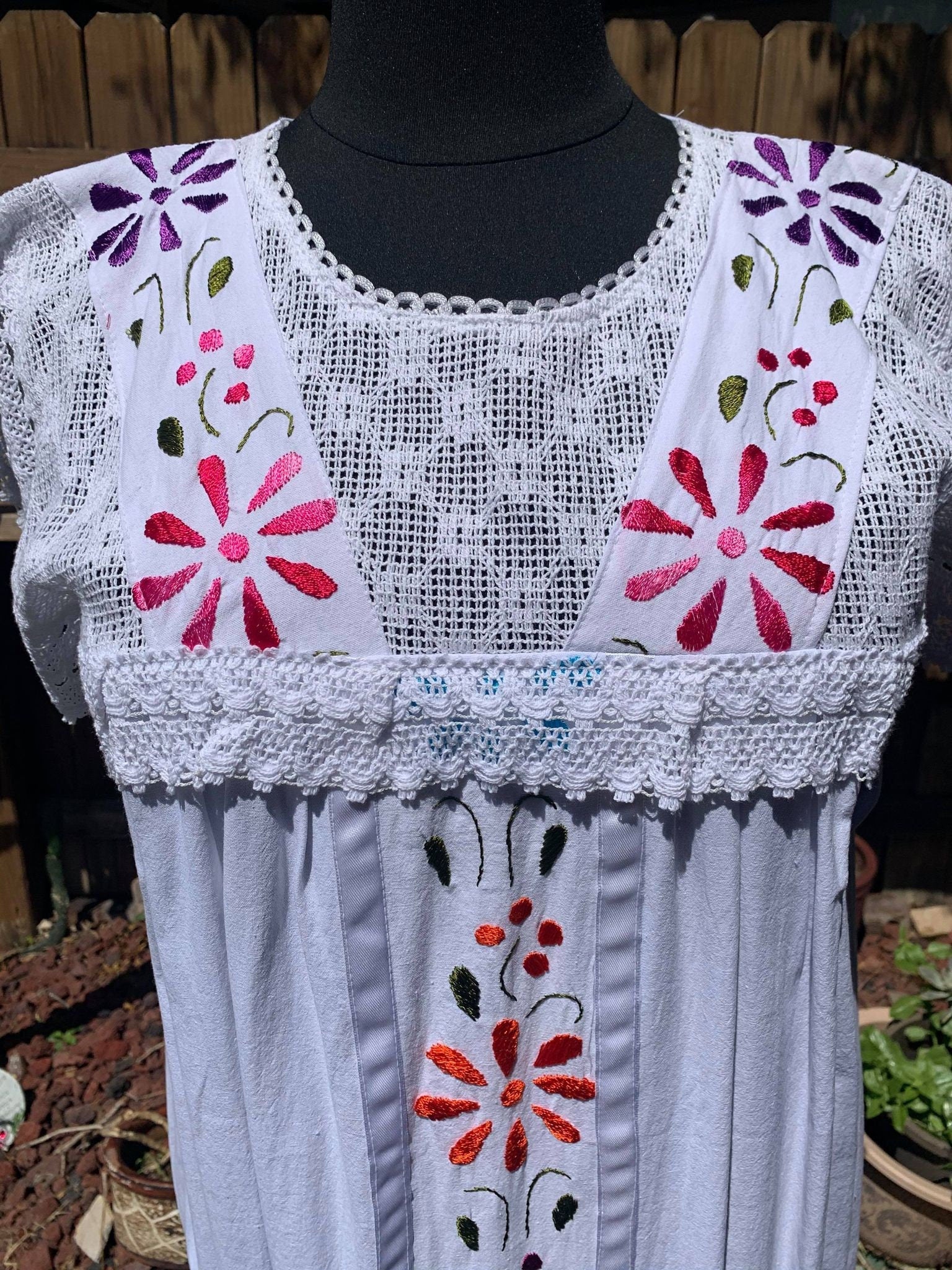 Image of Puebla, Mexican Embroidered Dress - Traditional Artisanal Dress