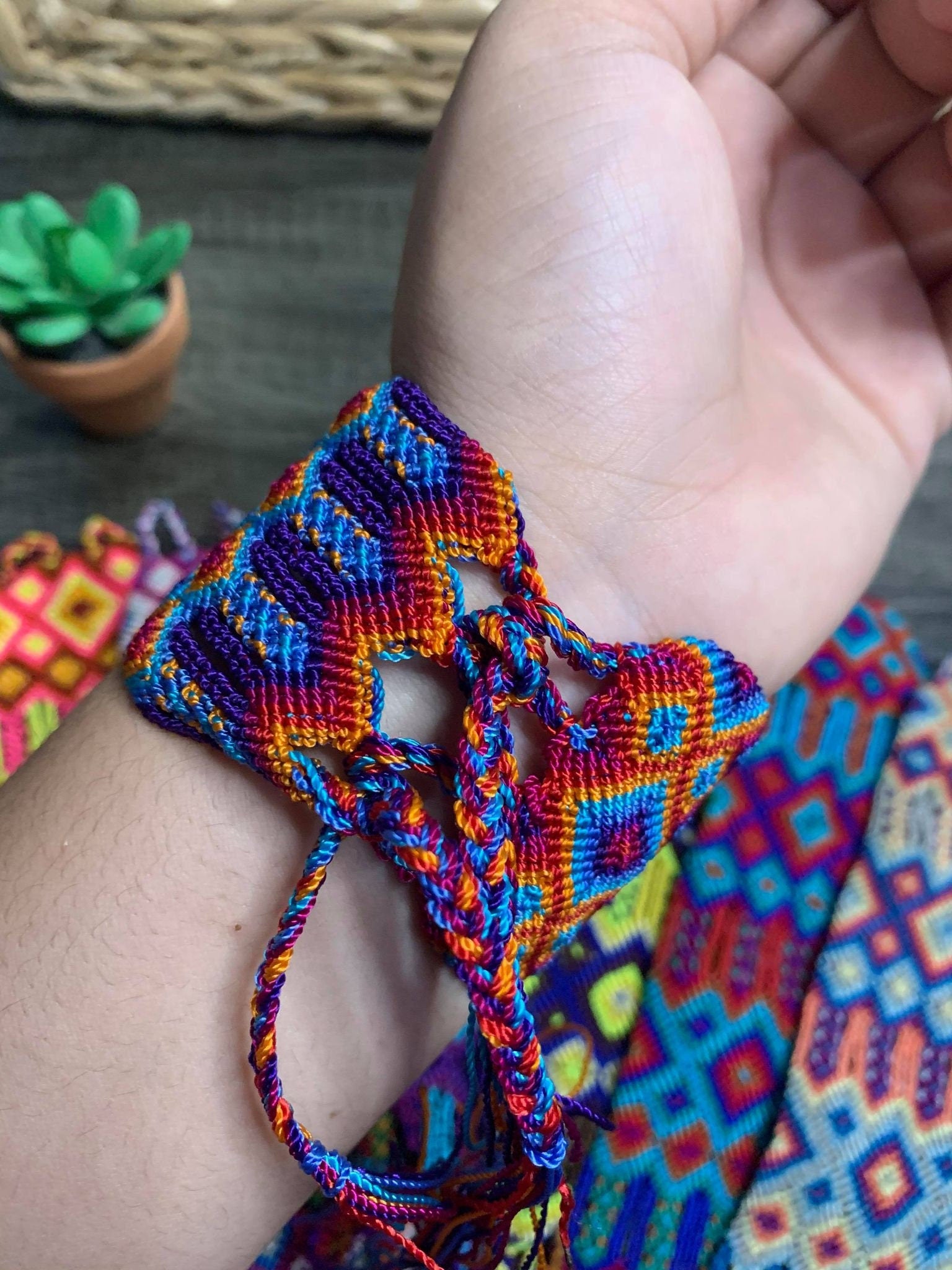 Image of Mexican Handwoven Cuff Friendship Bracelet - Artisan Made Friendship Bracelet