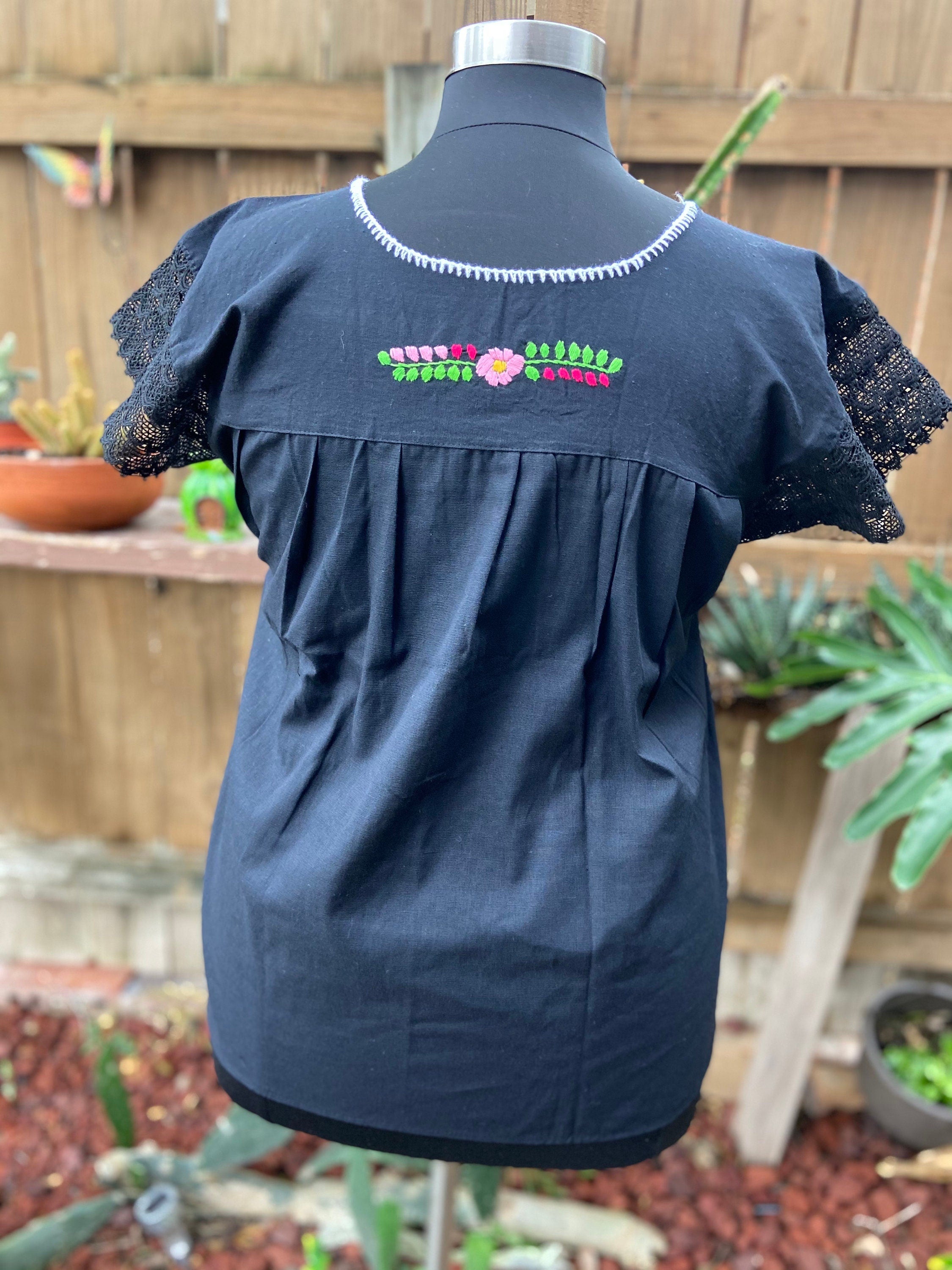 Image of Precious “Linda” Black Hand Embroidered with EXTRA Embroidered areas 