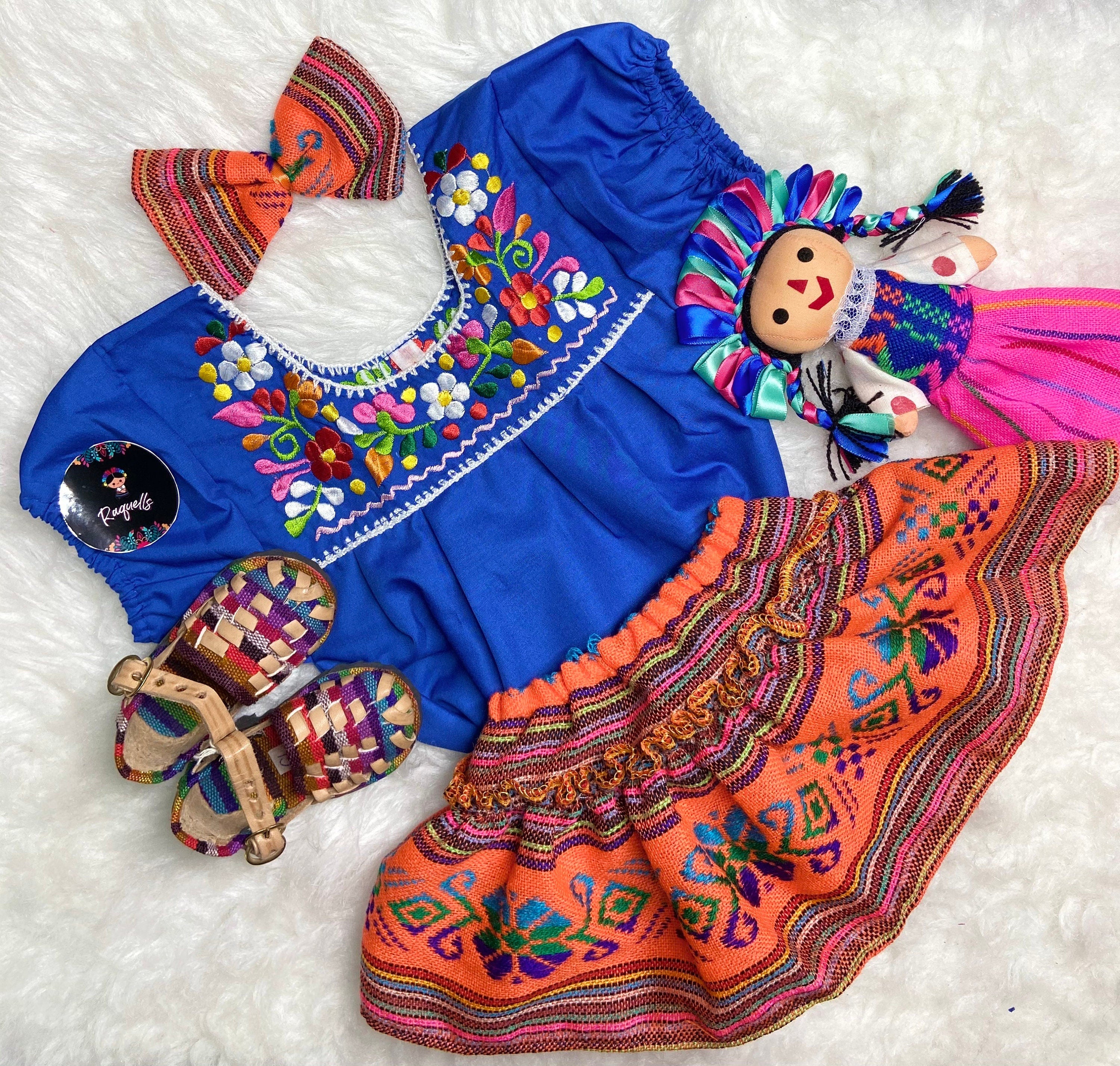 Image of 6-9 Months Baby Sarape Bloomers Sarape 3 piece Outfit w/Hairbow and Blouse is included