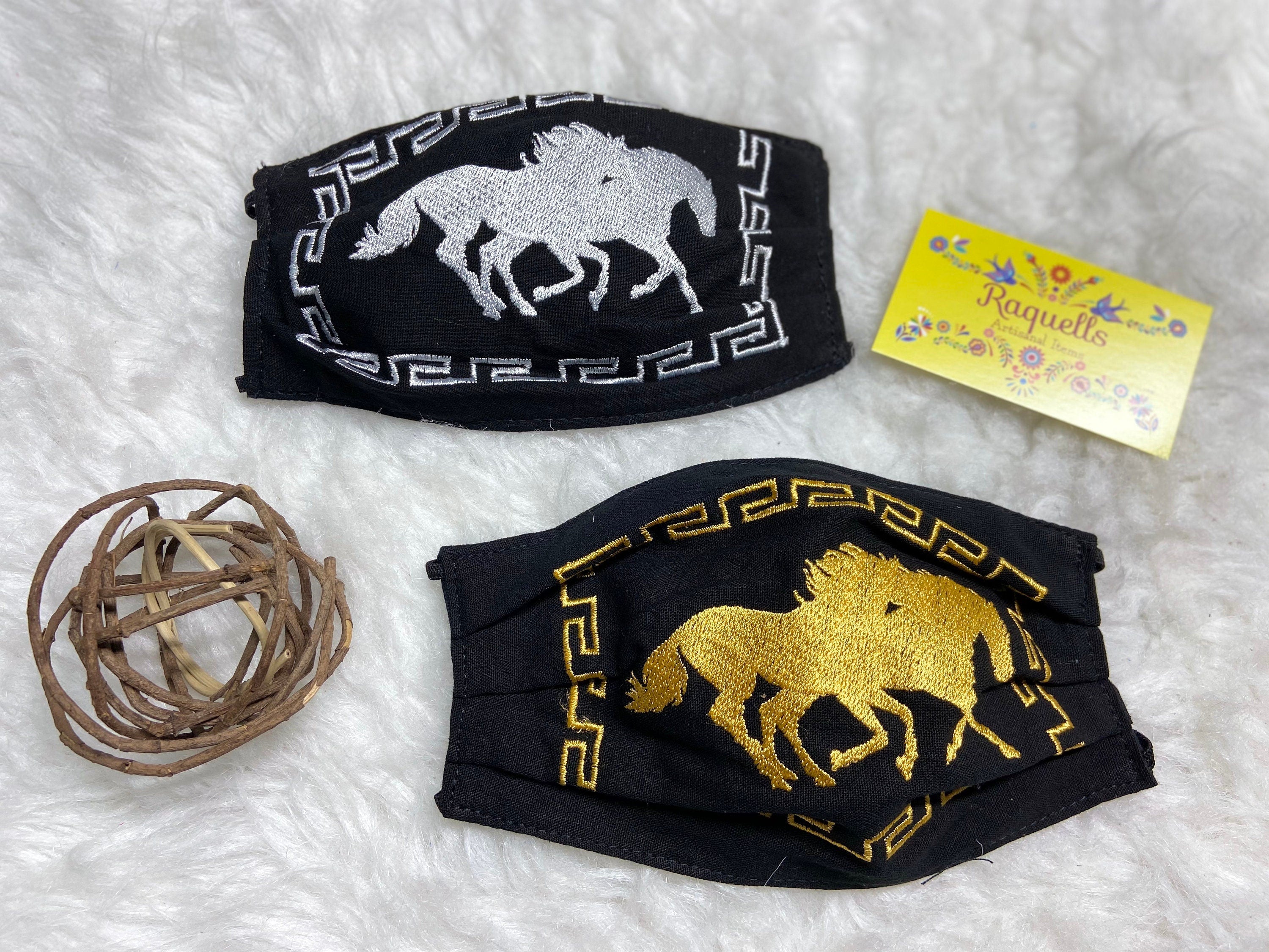 Charro Style Embroidered Face Masks - Handmade Mexican Face Masks