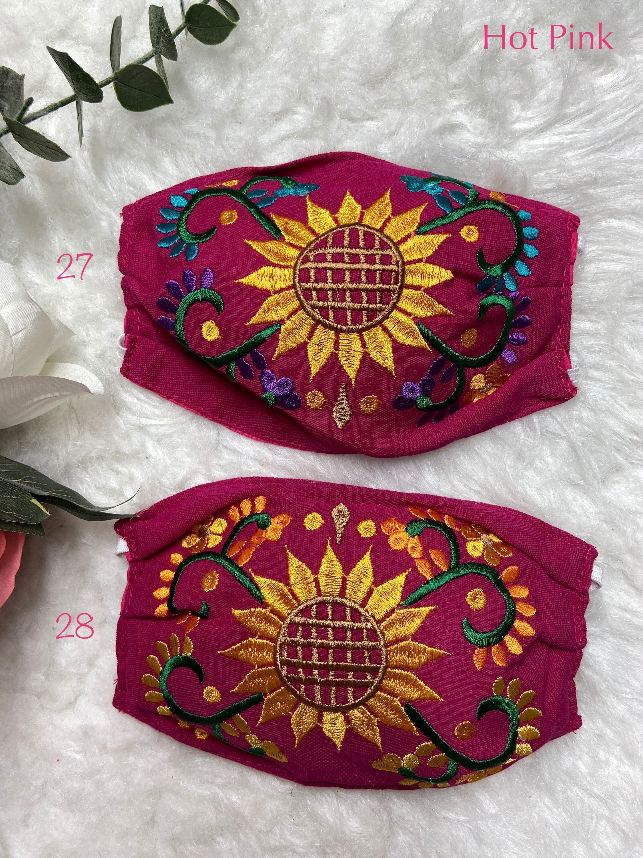 Colorful Embroidered Sunflower Face Masks - Mexican Handmade Face Masks
