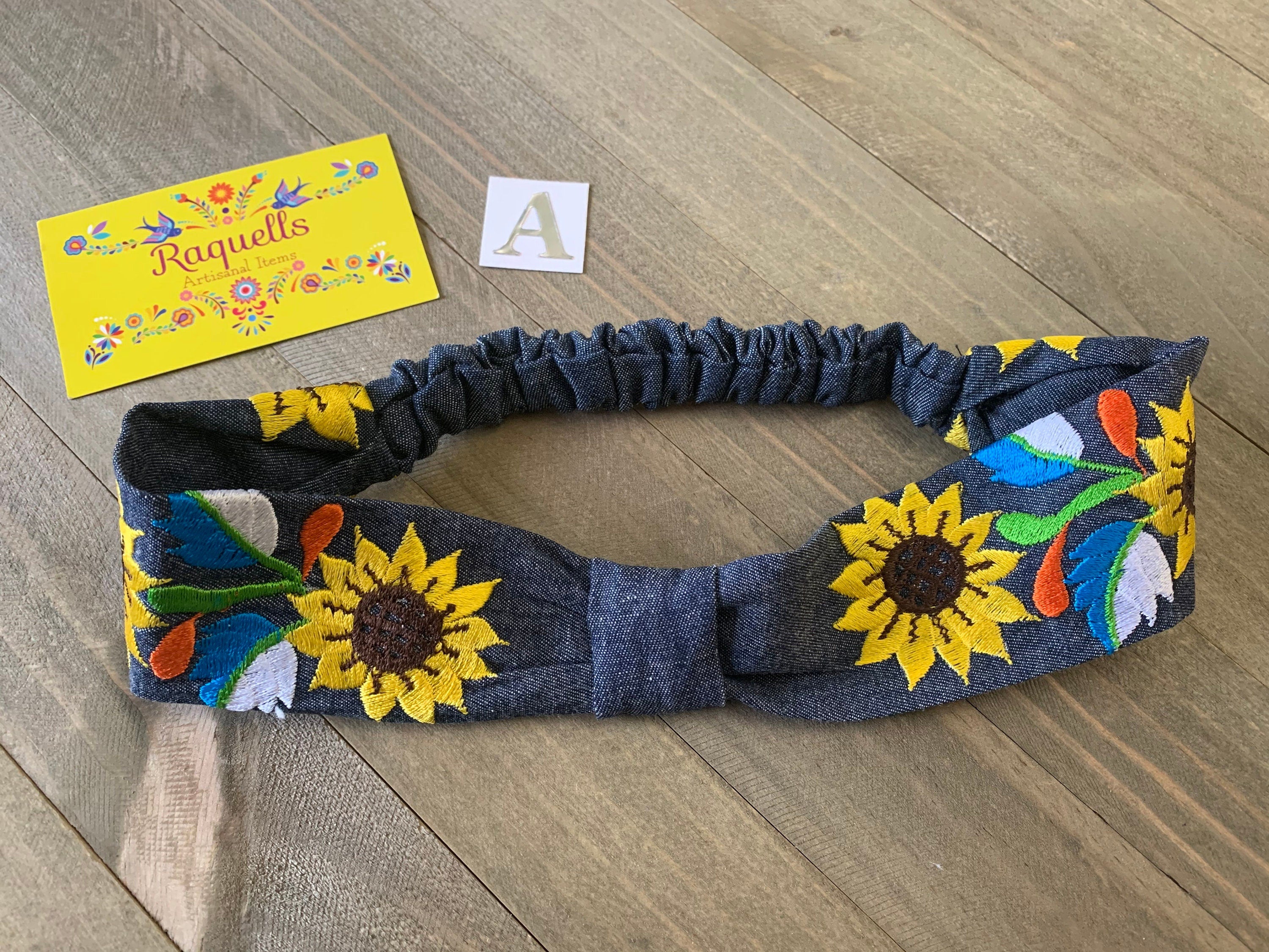 Image of Artisan Made Sunflower Embroidered Headband - Artisanal Turbans from Chiapas