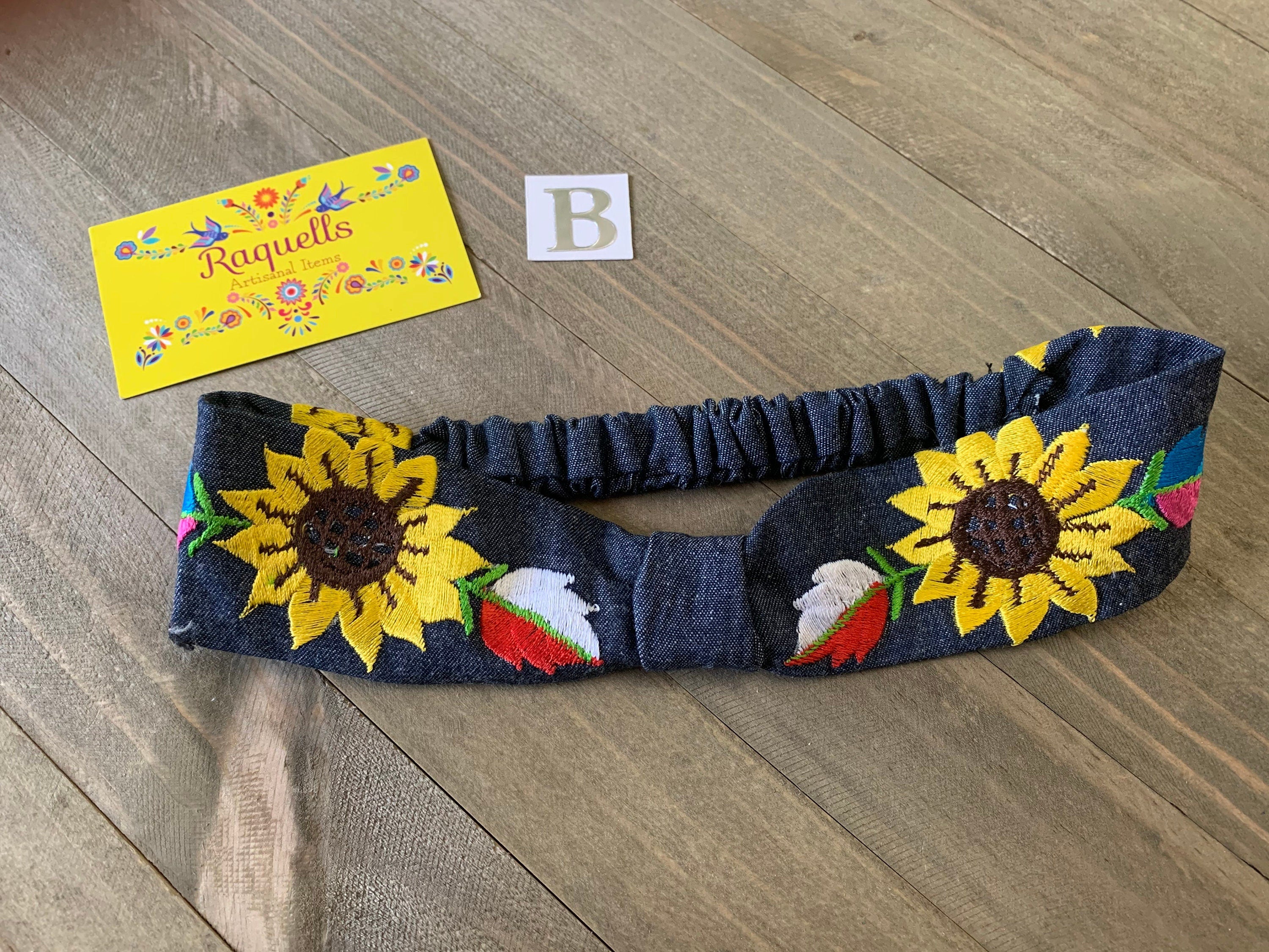 Image of Artisan Made Sunflower Embroidered Headband - Artisanal Turbans from Chiapas