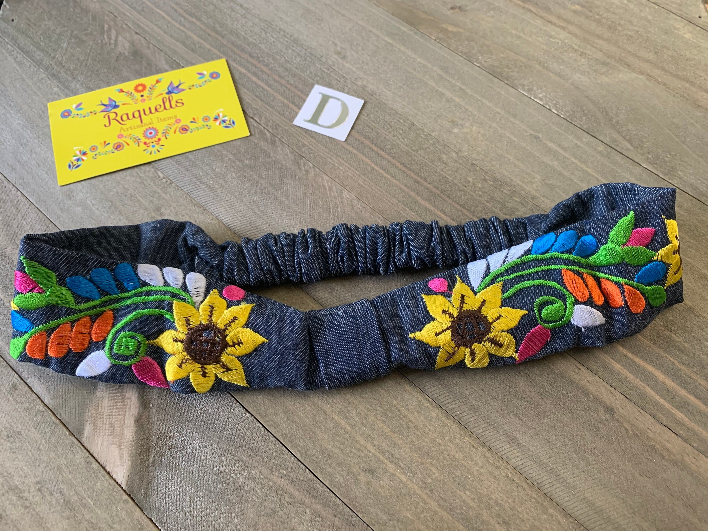 Artisan Made Sunflower Embroidered Headband - Artisanal Turbans from Chiapas