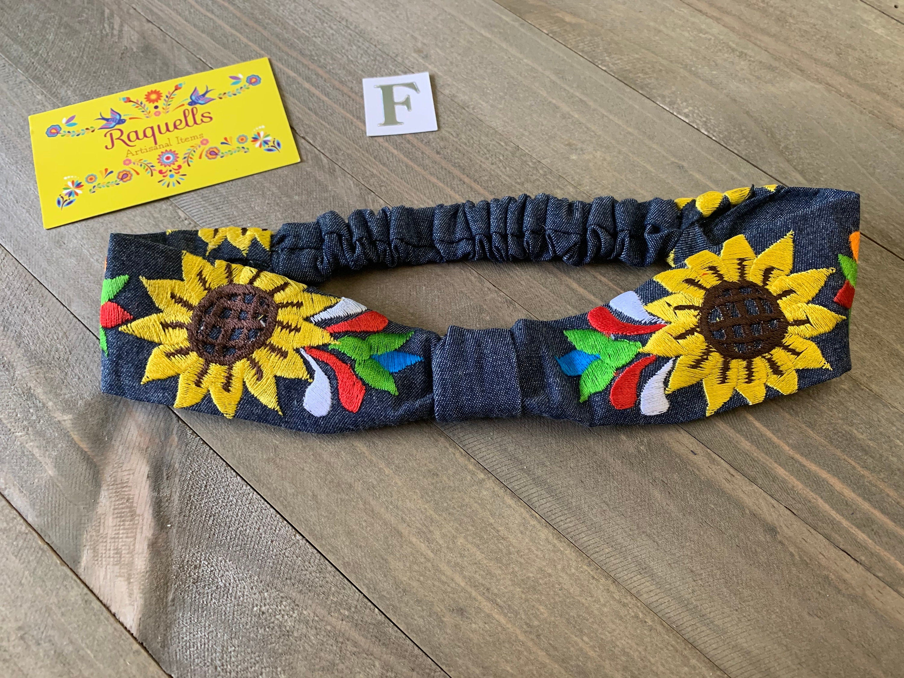 Artisan Made Sunflower Embroidered Headband - Artisanal Turbans from Chiapas