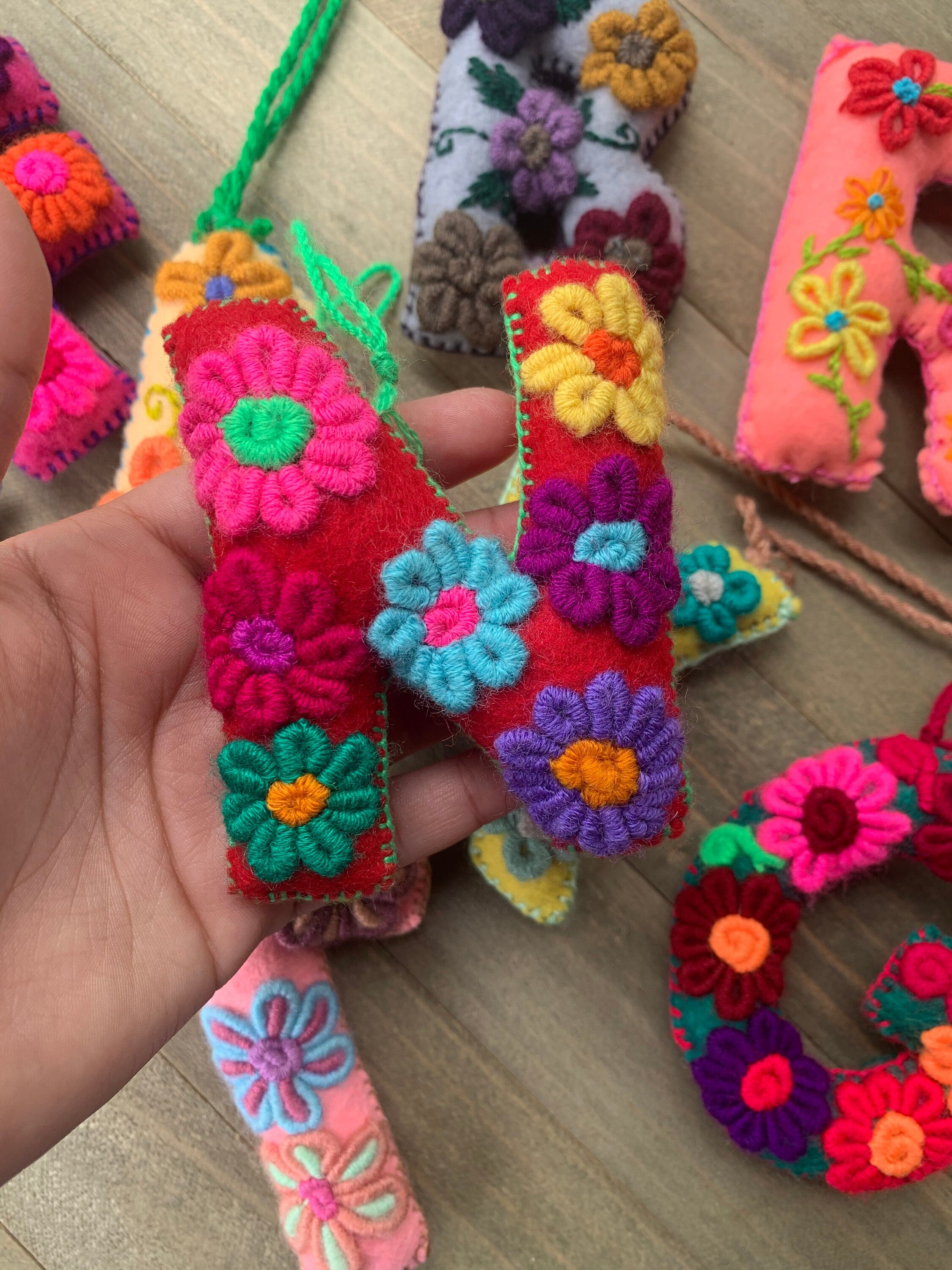 Image of Embroidered Letter pompom - Artisanal Initial pompom