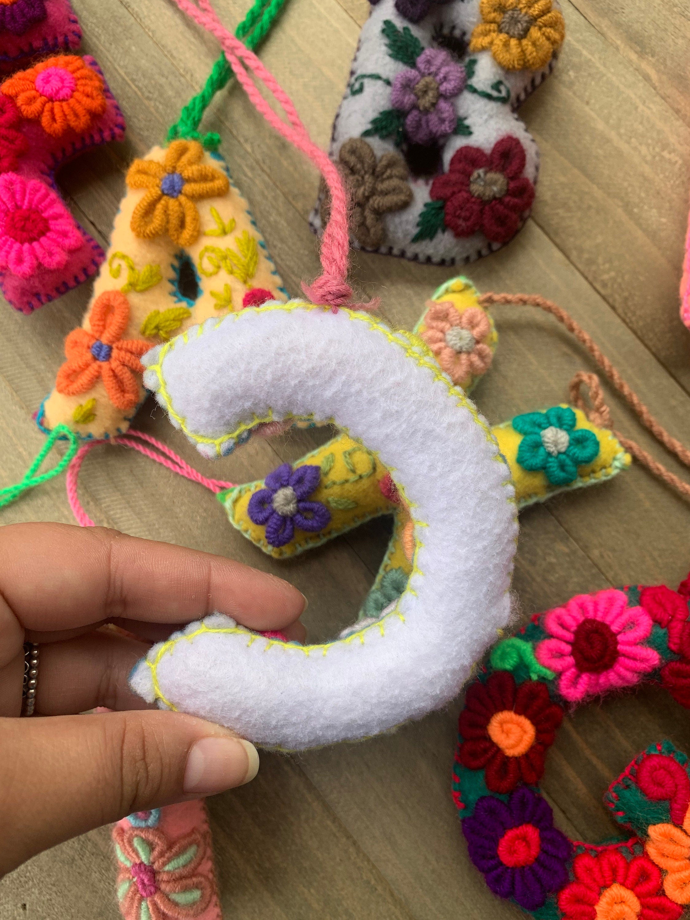 Image of Embroidered Letter pompom - Artisanal Initial pompom