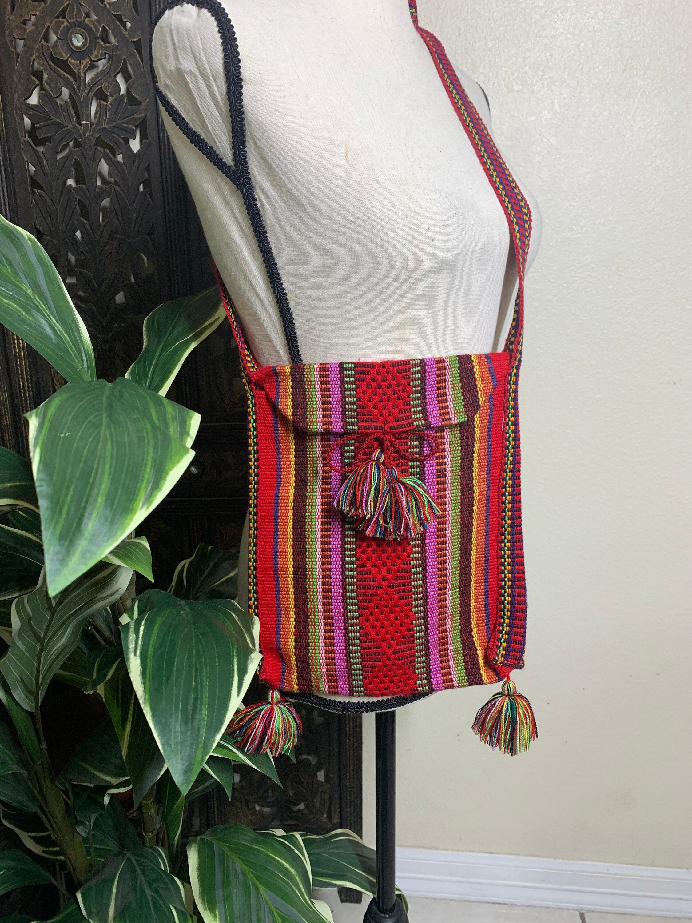 Image of Handmade Rainbow Messenger Bag - Boho Crossbody Bag