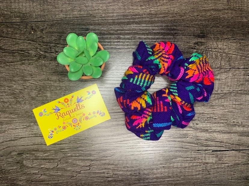 Image of Zarape Handmade Scrunchies - Artisanal Hair Ties - Mexican Scrunchies