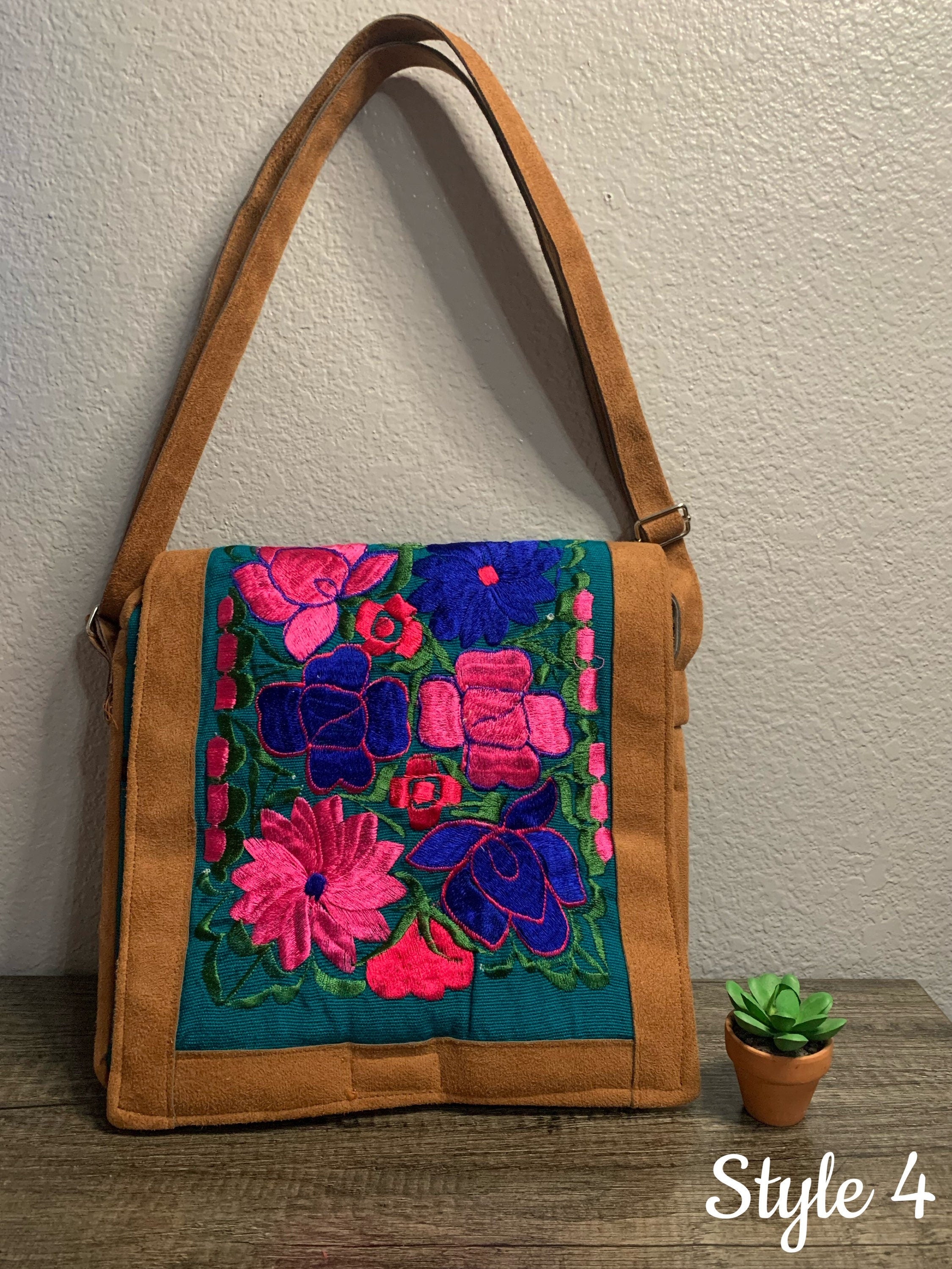 Embroidered Floral Crossbody Bag - Artisanal Messenger Bag