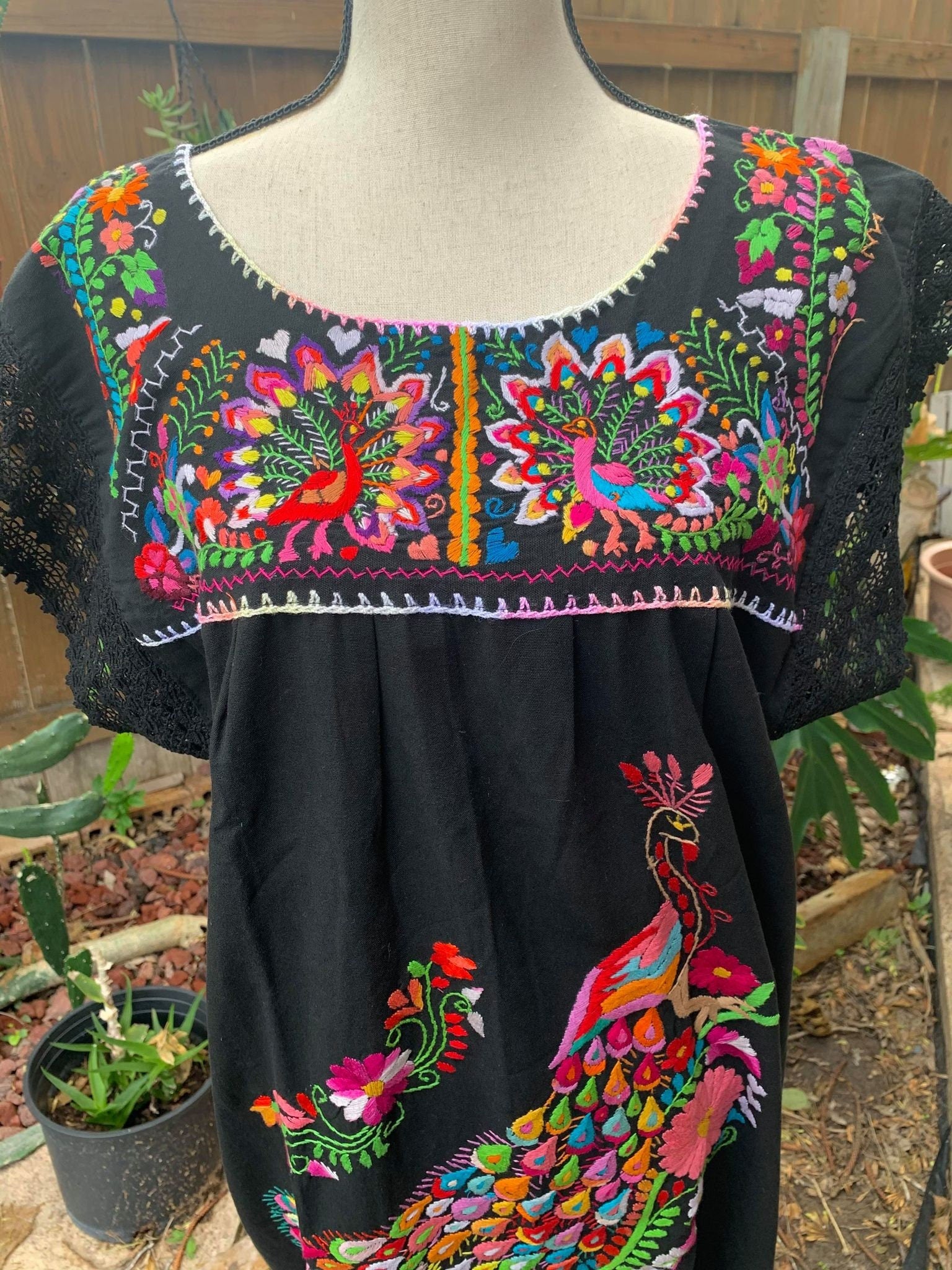 Image of Puebla, Mexican Hand Embroidered Dress - Traditional Dress in MEDIUM size