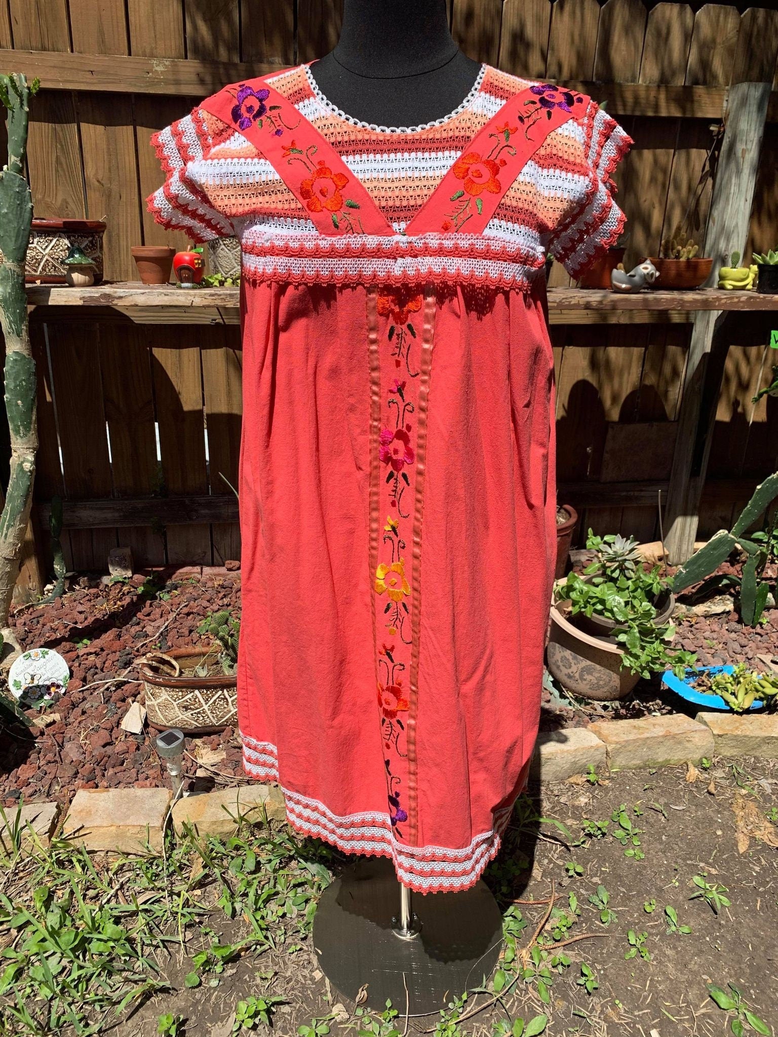 Puebla, Mexican Embroidered Dress - Traditional Artisanal Dress