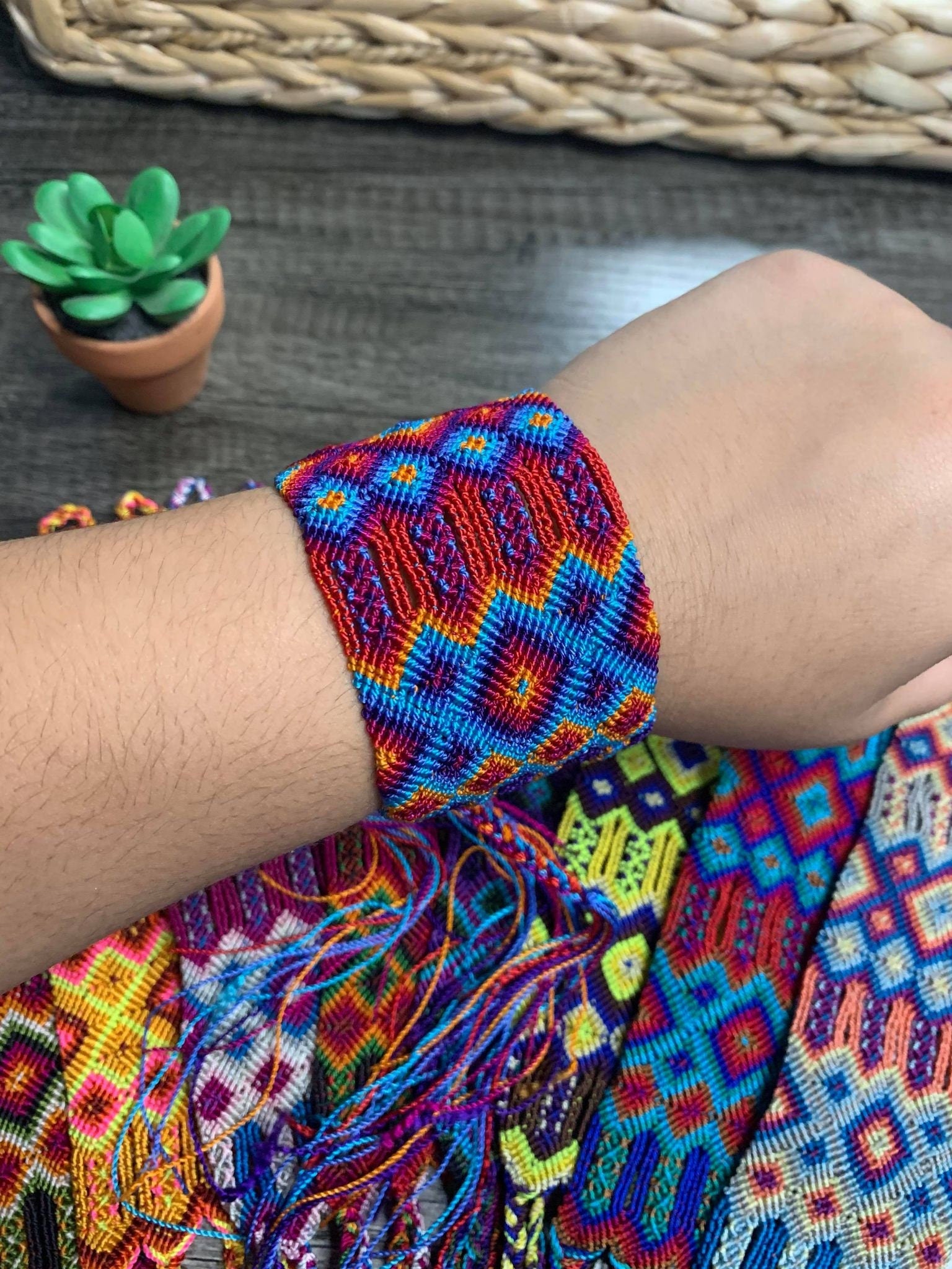 Image of Mexican Handwoven Cuff Friendship Bracelet - Artisan Made, Colorful & Unique