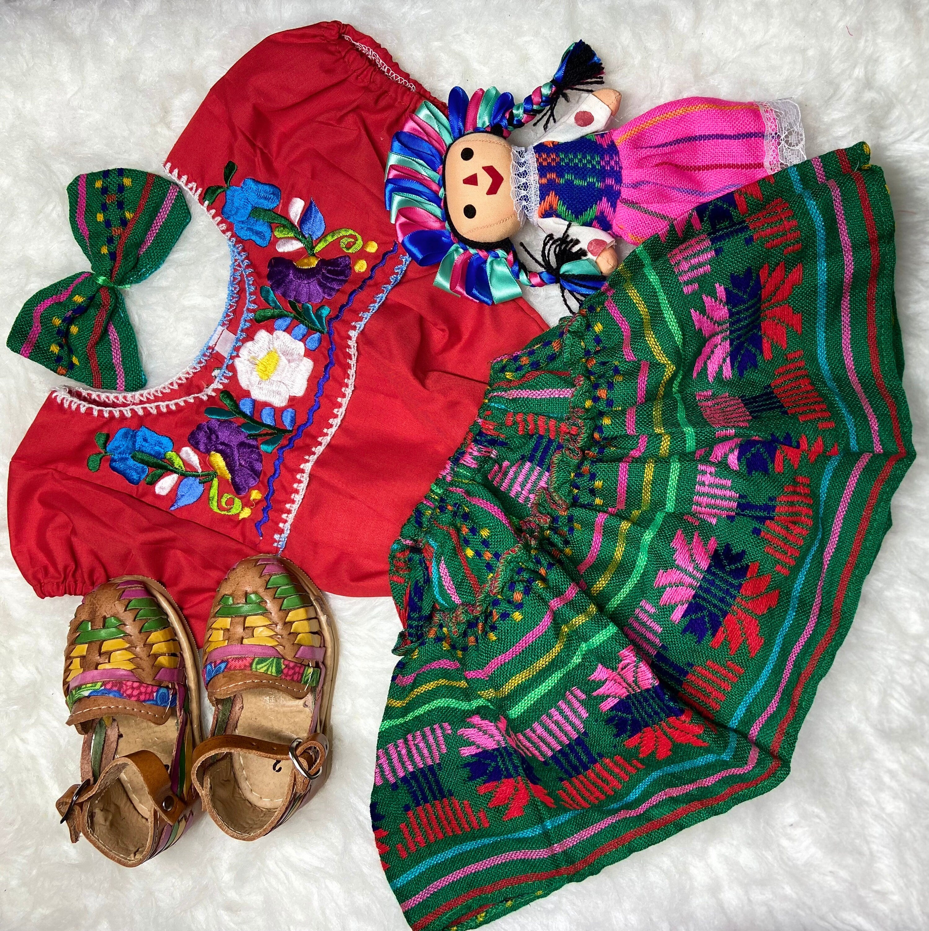 Image of 6-9 Months Baby Sarape Bloomers Sarape 3 piece Outfit w/Hairbow and Blouse is included