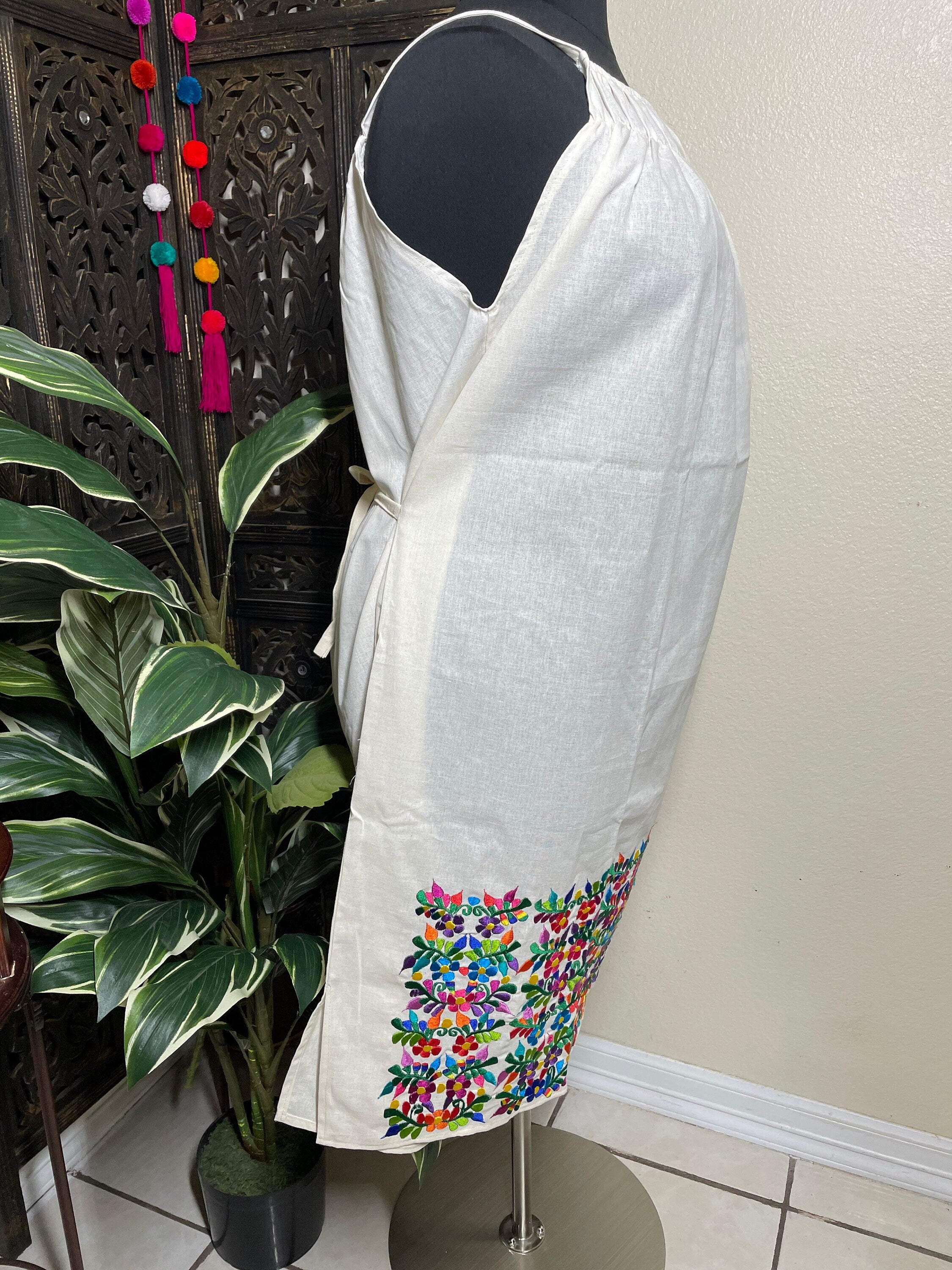 Image of Plus Size Embroidered Mexican Halter Dress - Handmade Artisanal Dress