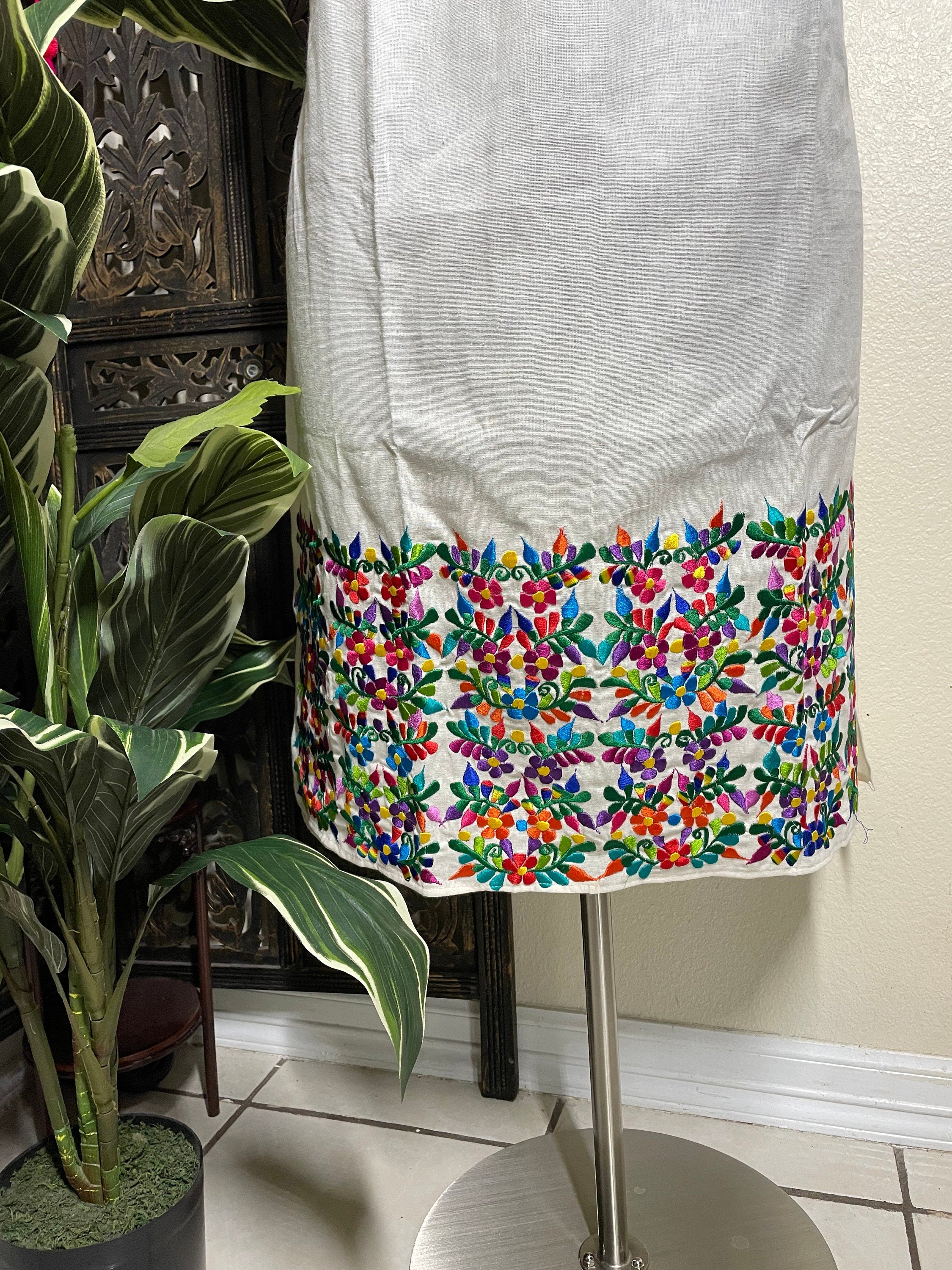 Plus Size Embroidered Mexican Halter Dress - Handmade Artisanal Dress