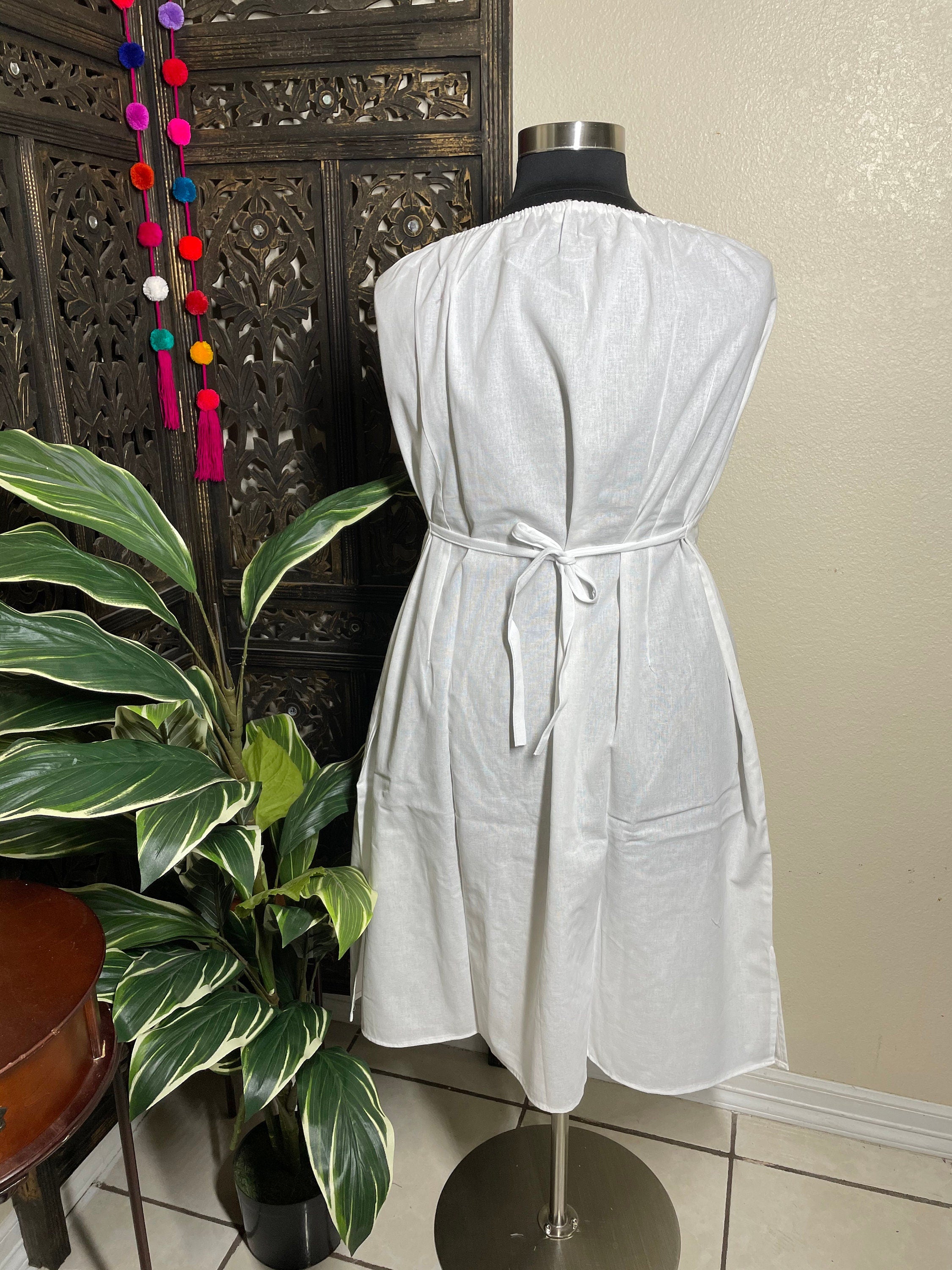Plus Size Embroidered Mexican Dress - Handmade Artisanal Dress